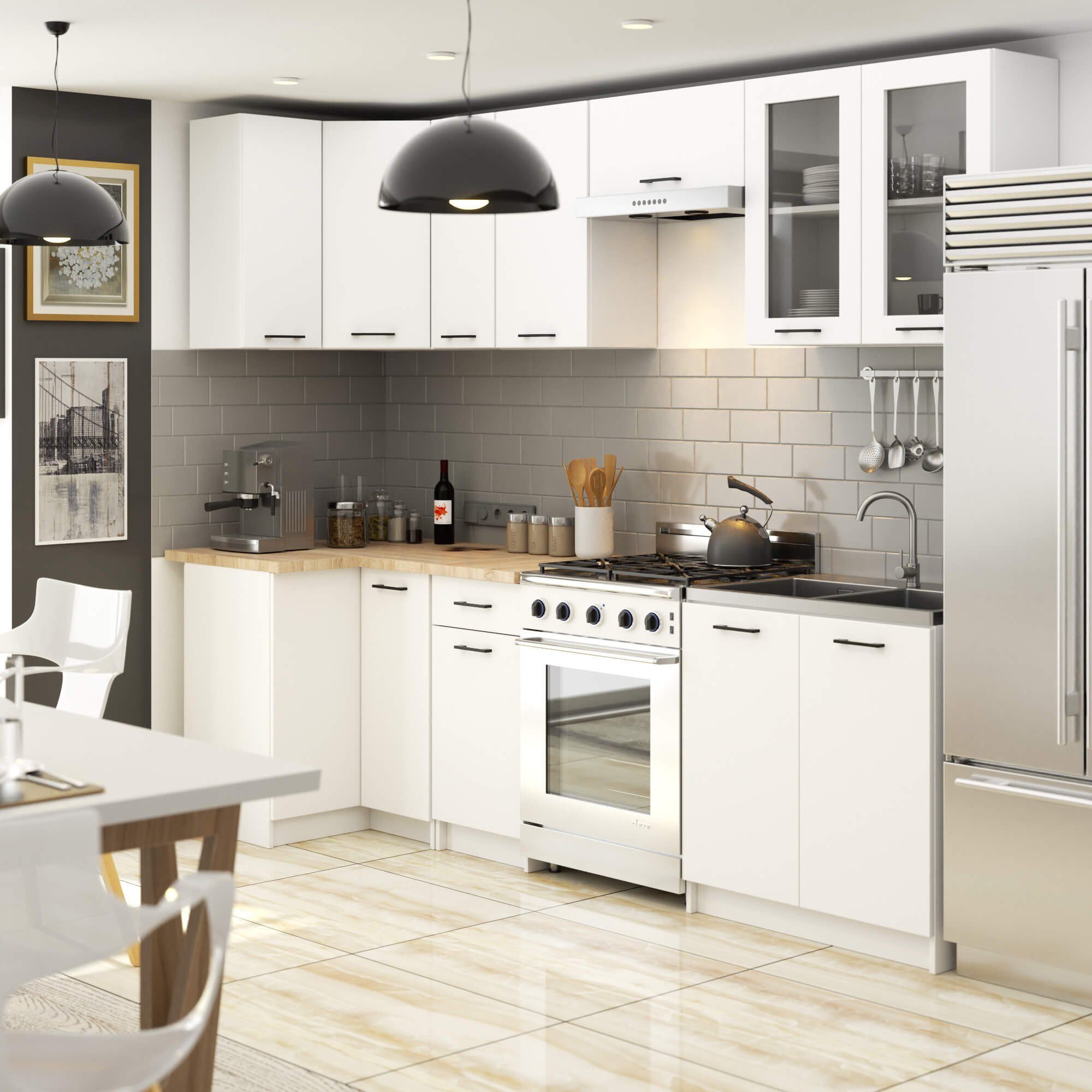 Raumhirsch Furniture Küchenzeile Modernes Küchenmöbel Set - Hoher Stauraum - Küchenzeile, Hochwertige Materialien, Hängeschränke & Unterschränke, Soft-Close