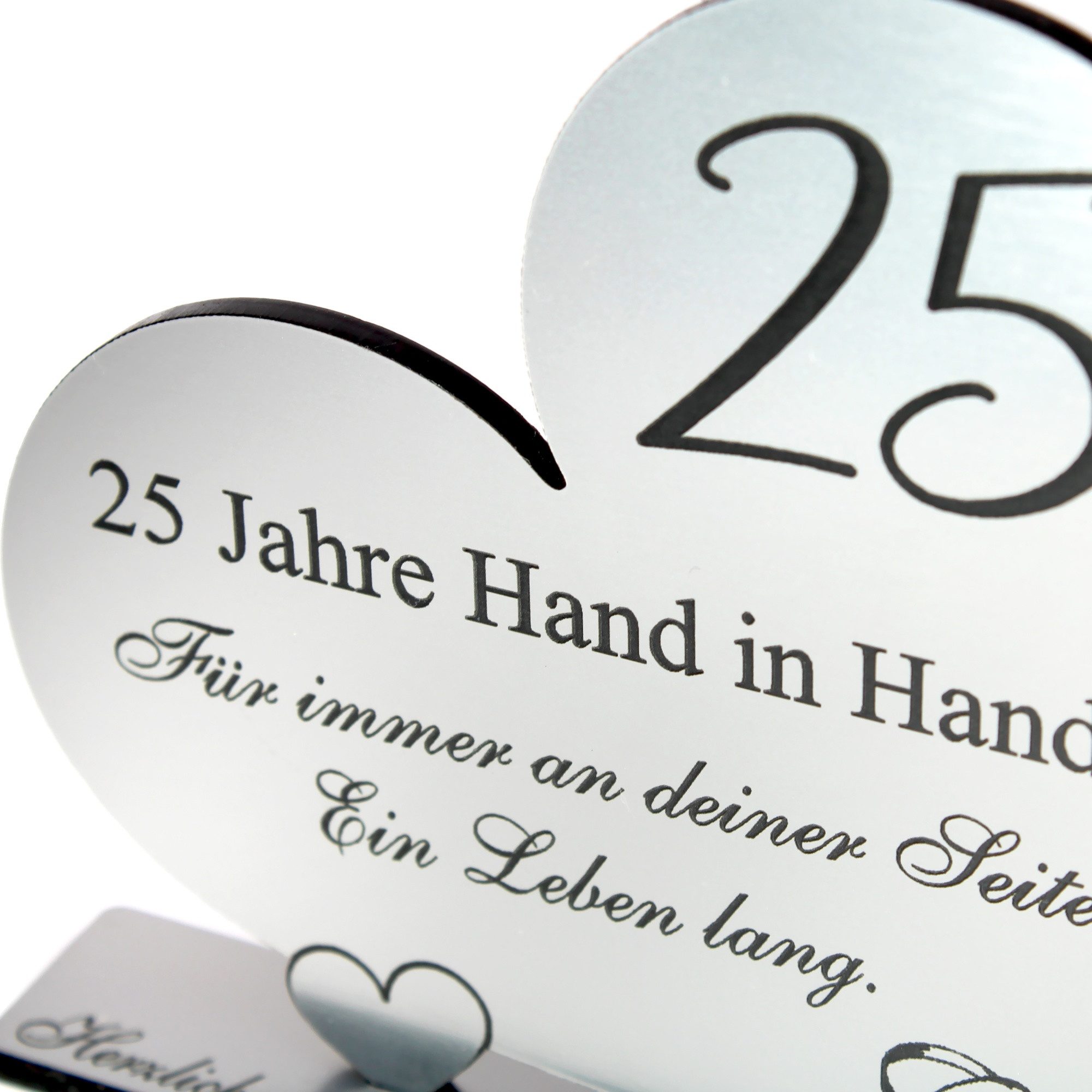 Dekolando Hochzeitskarte Silberne Hochzeit Geschenk 25 Jahre Silberhochzeit Herz Aufsteller 10