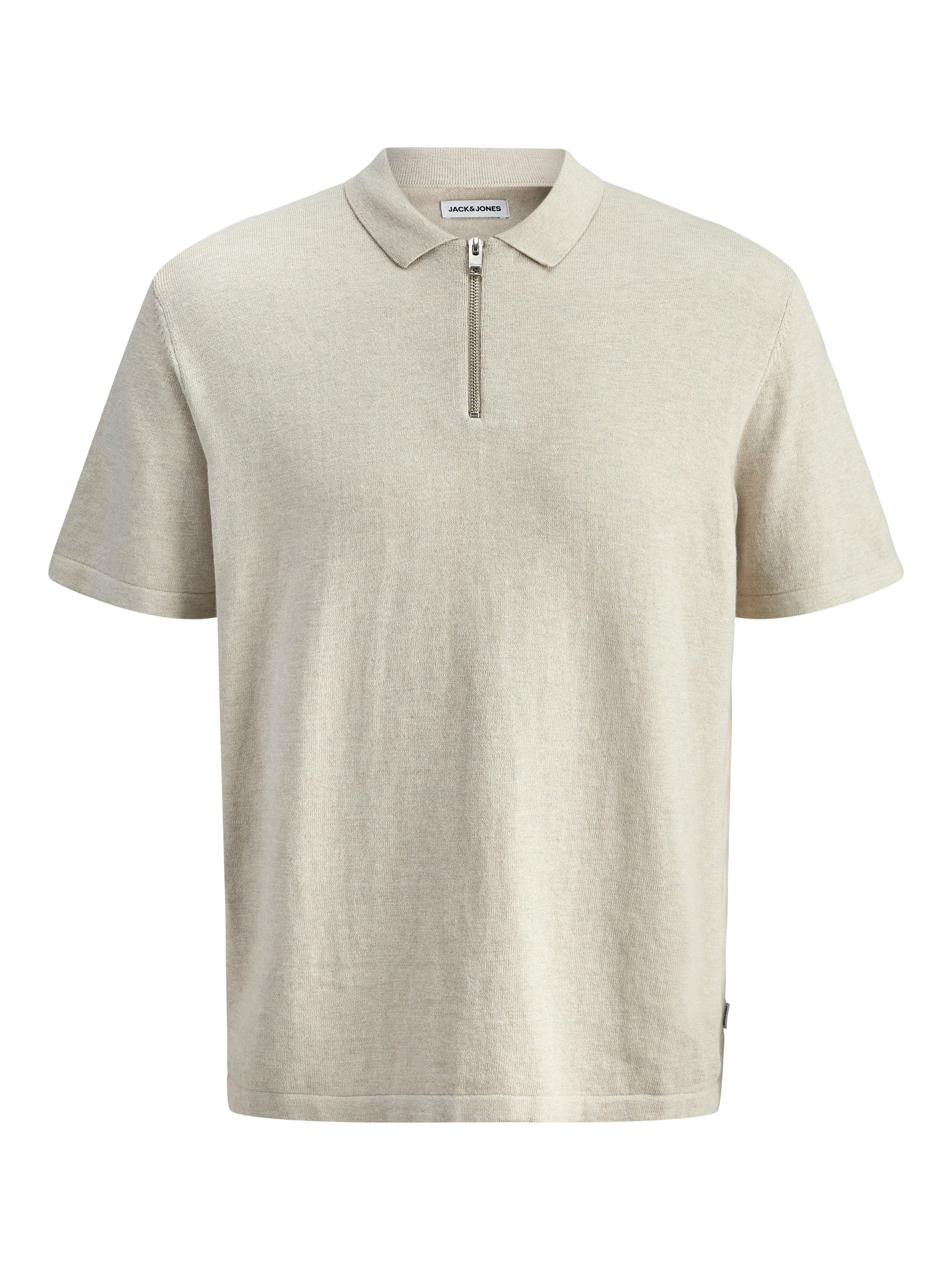 Kurzarmpullover JJEEMIL KNIT ZIP POLO SS SN