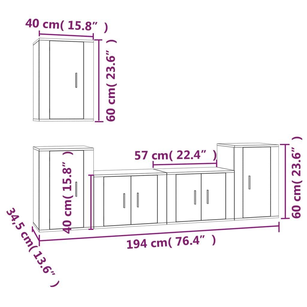 TV-Schrank Holzwerkstoff Schwarz (5-St) TV-Schrank-Set 5-tlg. vidaXL