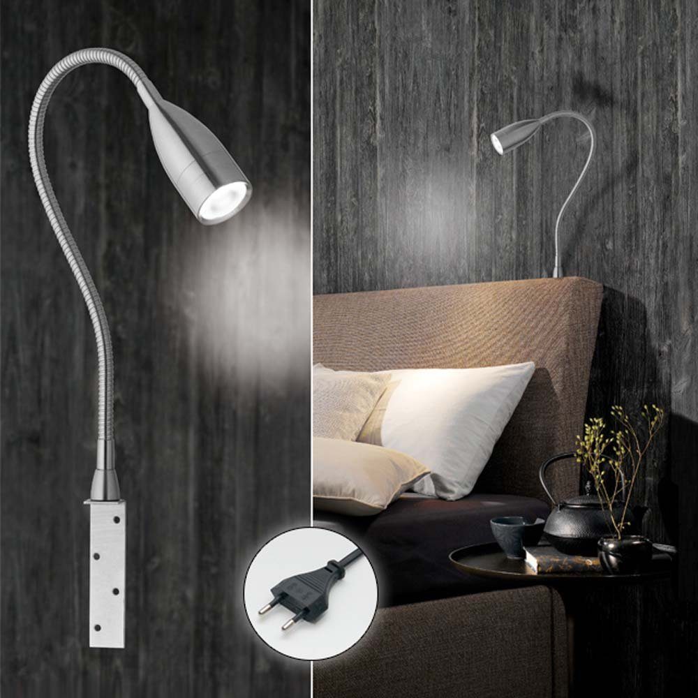 LED LED Flexo-Arm Leseleuchte Wandlampe Wandleuchte, beweglich etc-shop Dimmbar Wandleuchte
