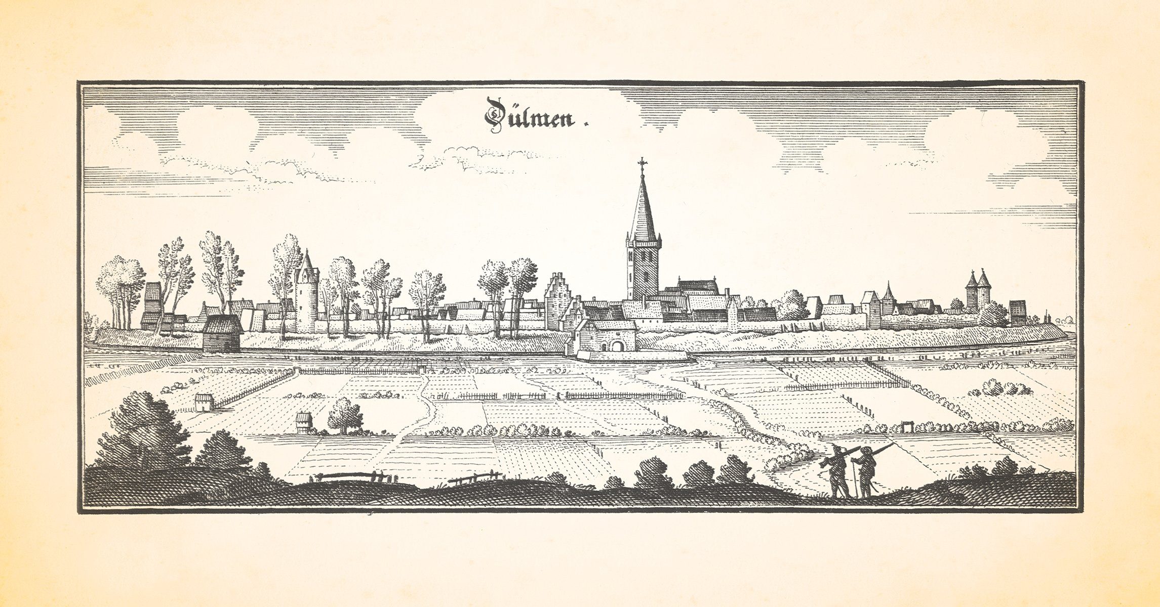 Kunstdruck Dülmen Münsterland Lippe Landsknechte Kreuzkapelle Kupferstich Merian