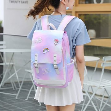 TAN.TOMI Kinderrucksack Kinderrucksack Mädchen, Niedlich Regenbogen Wasserabweisend, Leichter Schulrucksack für Mädchen, Kinder-Schulranzen-Rucksack