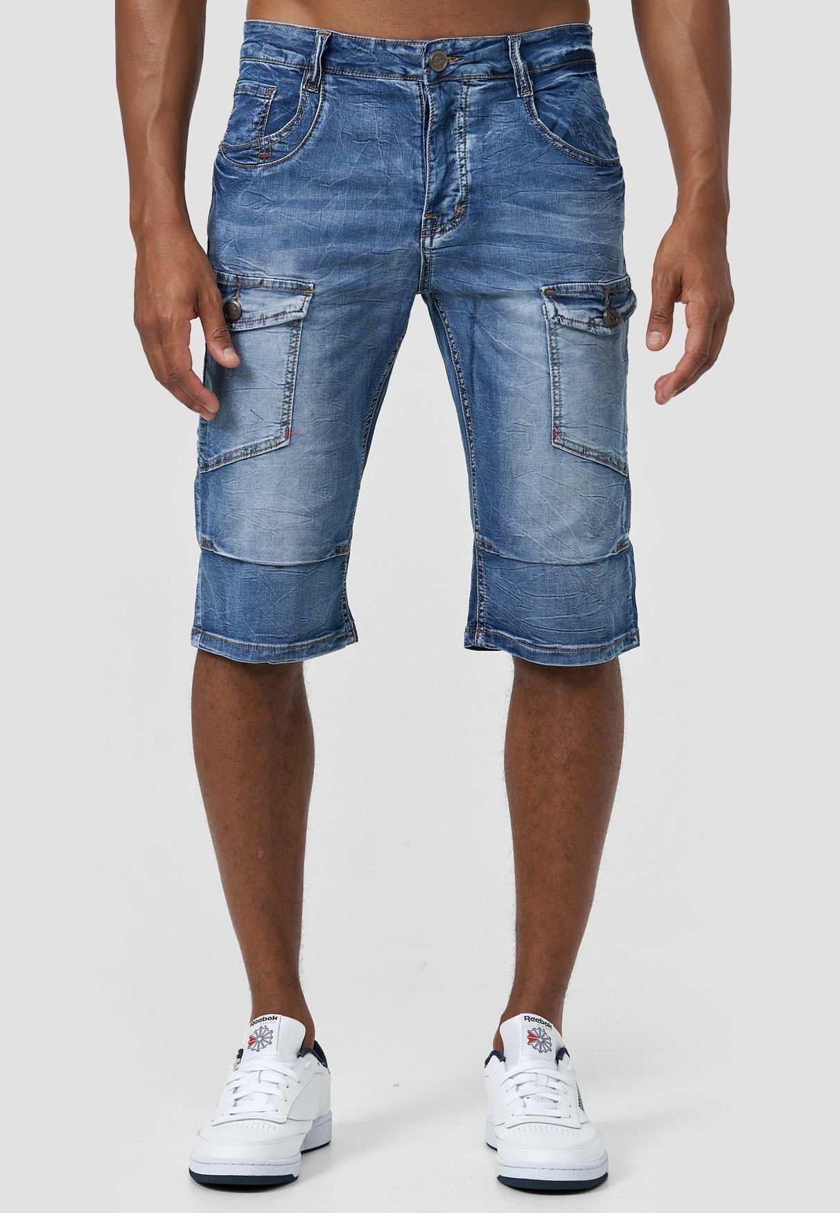 LEO GUTTI Jeansshorts »Herren Capri Jeans Shorts Sommer Kurze 3/4 Slim Hose  Denim Cargo Pants« (1-tlg) 3650 in Blau online kaufen | OTTO