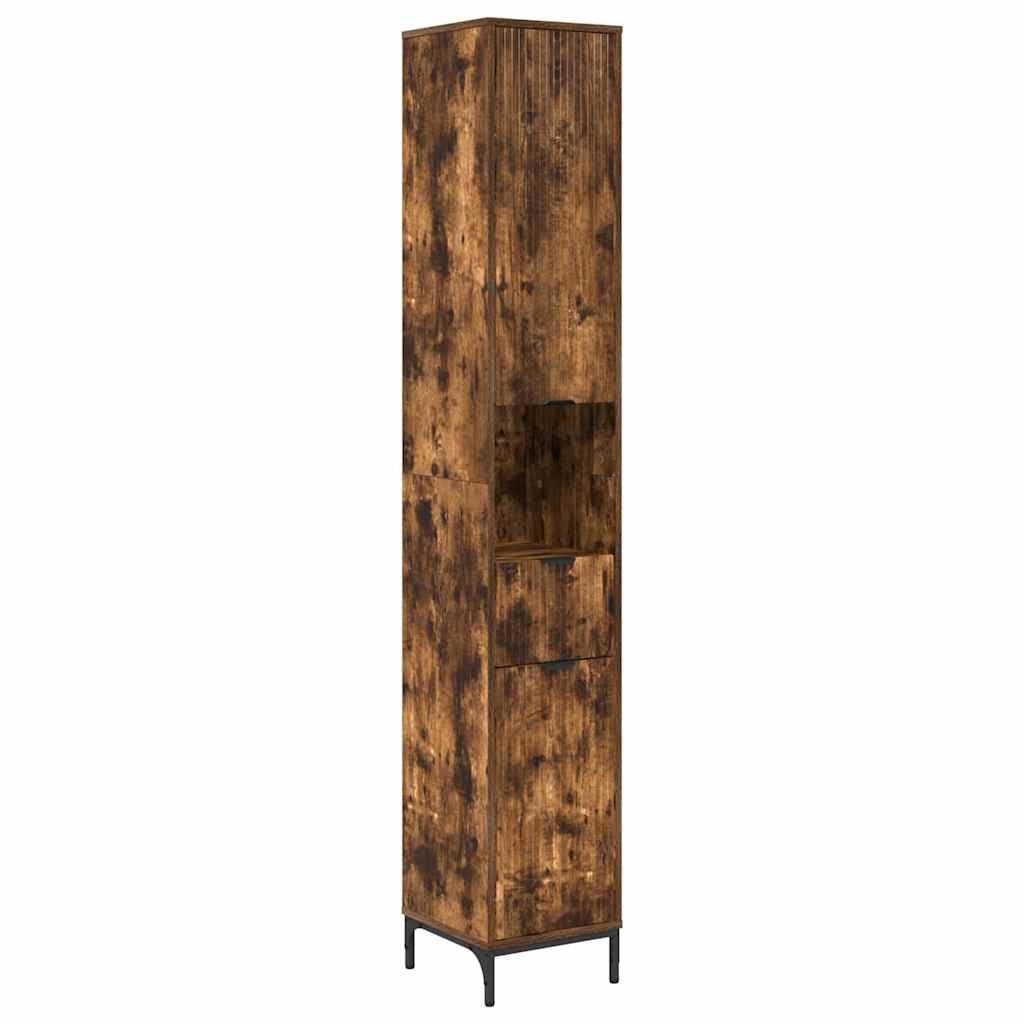 vidaXL Badezimmerspiegelschrank Bad hoher Schrank Räuchereiche günstig online kaufen