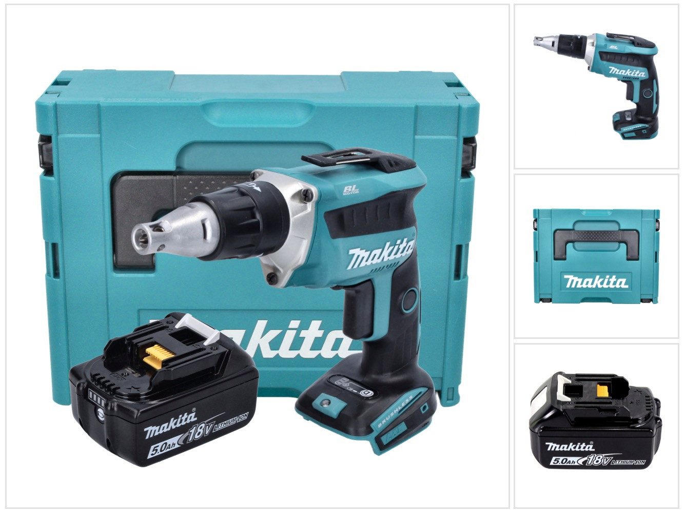 Makita Akku-Trockenbauschrauber DFS 452 T1J Akku Schnellbauschrauber 18 V Brushless + 1x Akku 5,0 Ah