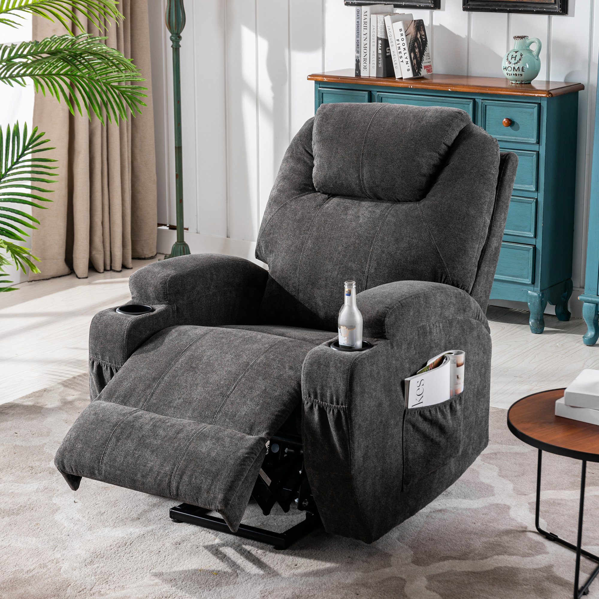 Odikalo Massagesessel verstellbar Relaxsessel, Liegesofa, Becherhalter, günstig online kaufen