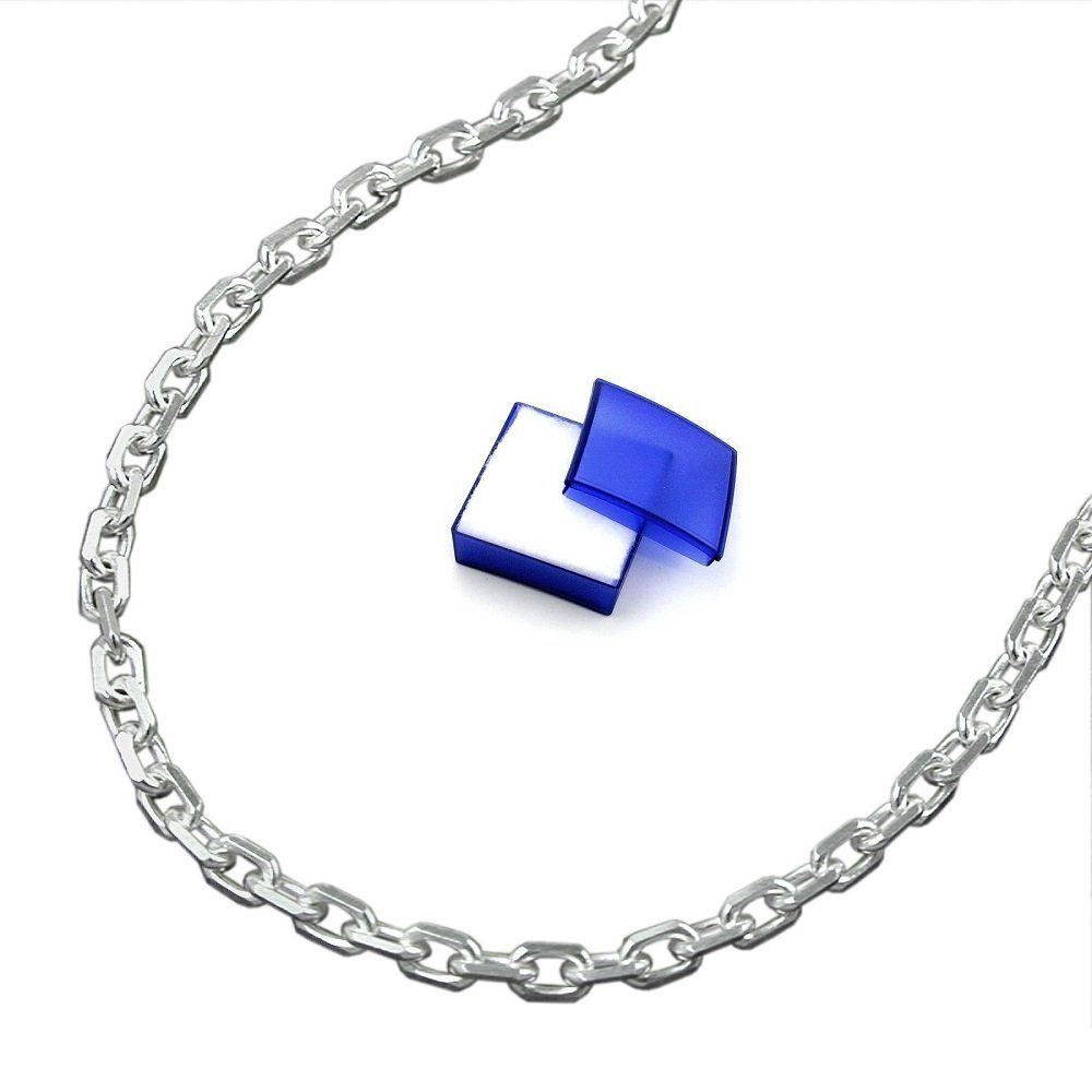 unbespielt Silberkette Halskette 2 mm Ankerkette diamantiert 925 Silber 60 cm, Silberschmuck für Damen und Herren