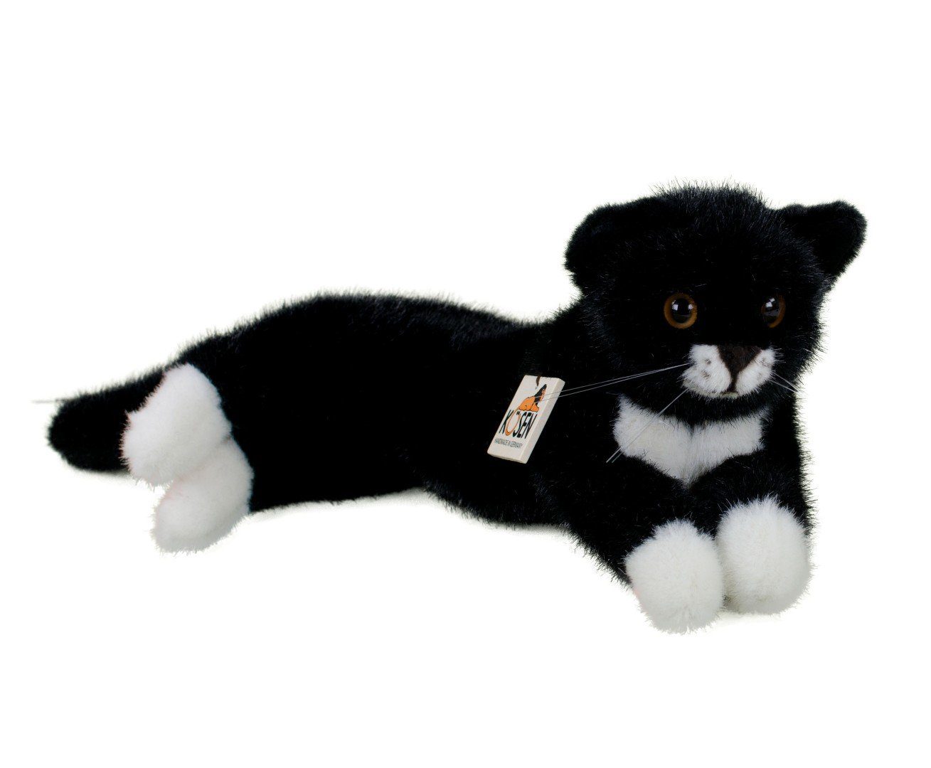 Kösen Kuscheltier Kösen Katze Fini schwarz weiß liegend 41 cm Stofftier
