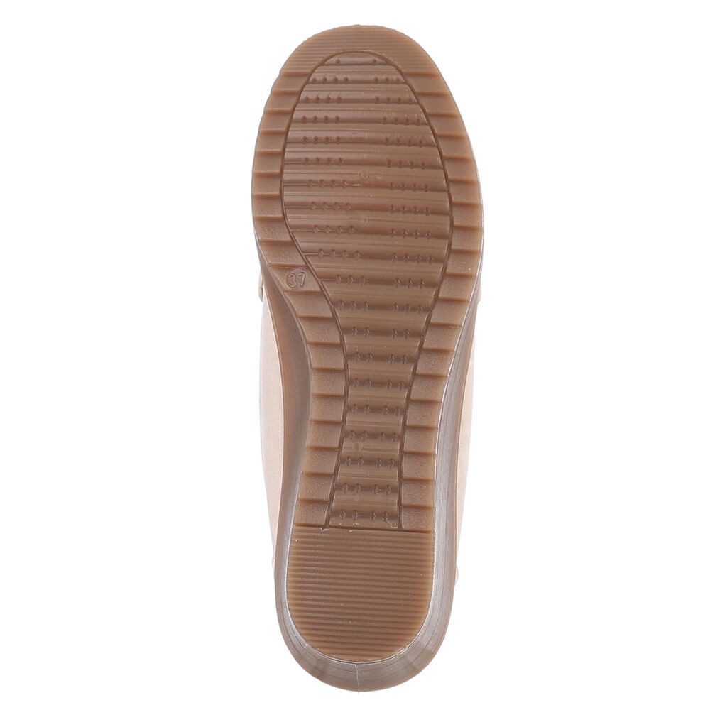 Ital-Design Bequeme Mokassins für jeden Anlass - Hoher Komfort Slipper (89092065) Keilabsatz/Wedge Mokassins in Apricot