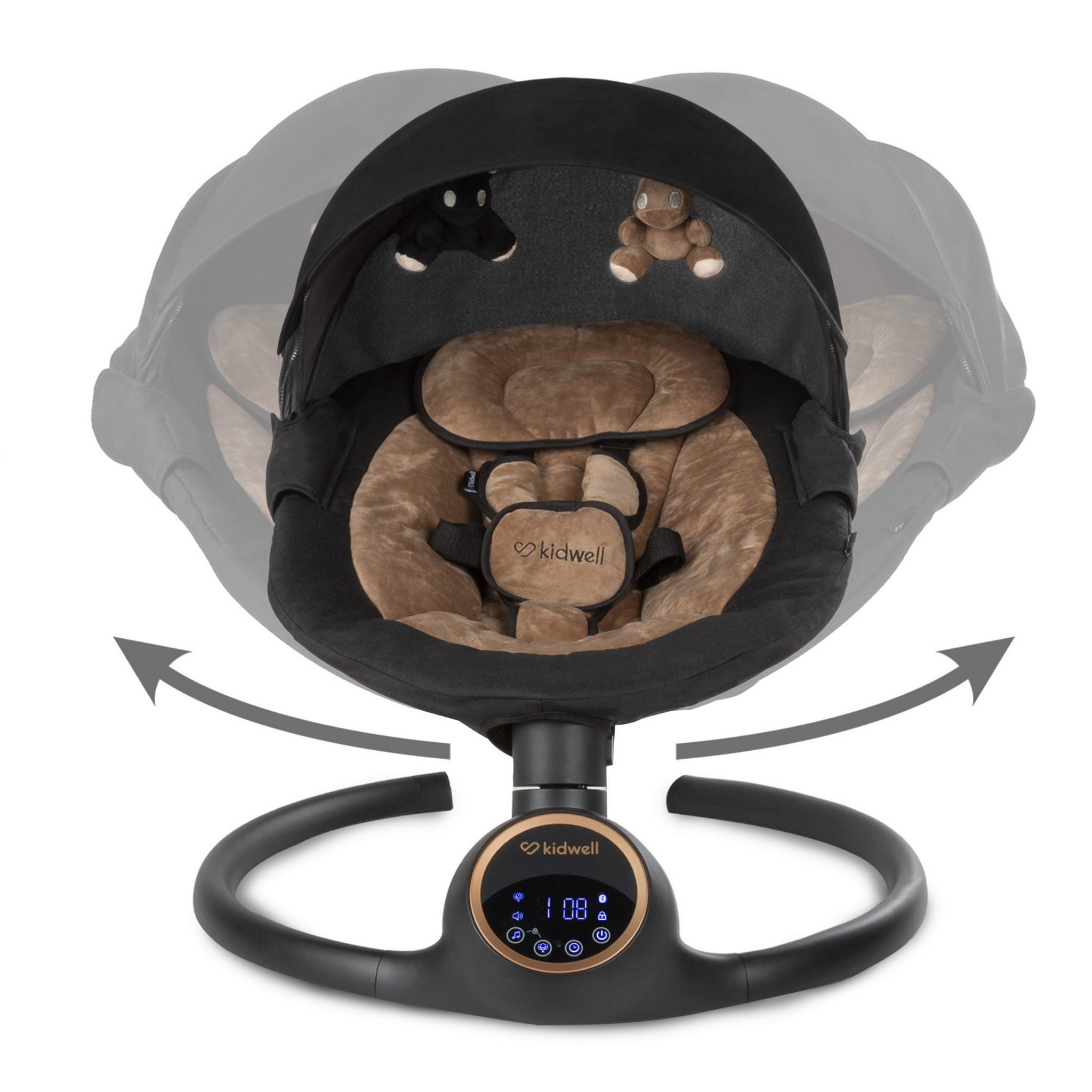 COIL Babywippe Elektrisch Babyschaukel, Multifunktional Babywippe, Schaukel, 5 Schwungstufen, Bluetooth, Musik, 5-Punkt-Gurt, Tuya-Anwendung