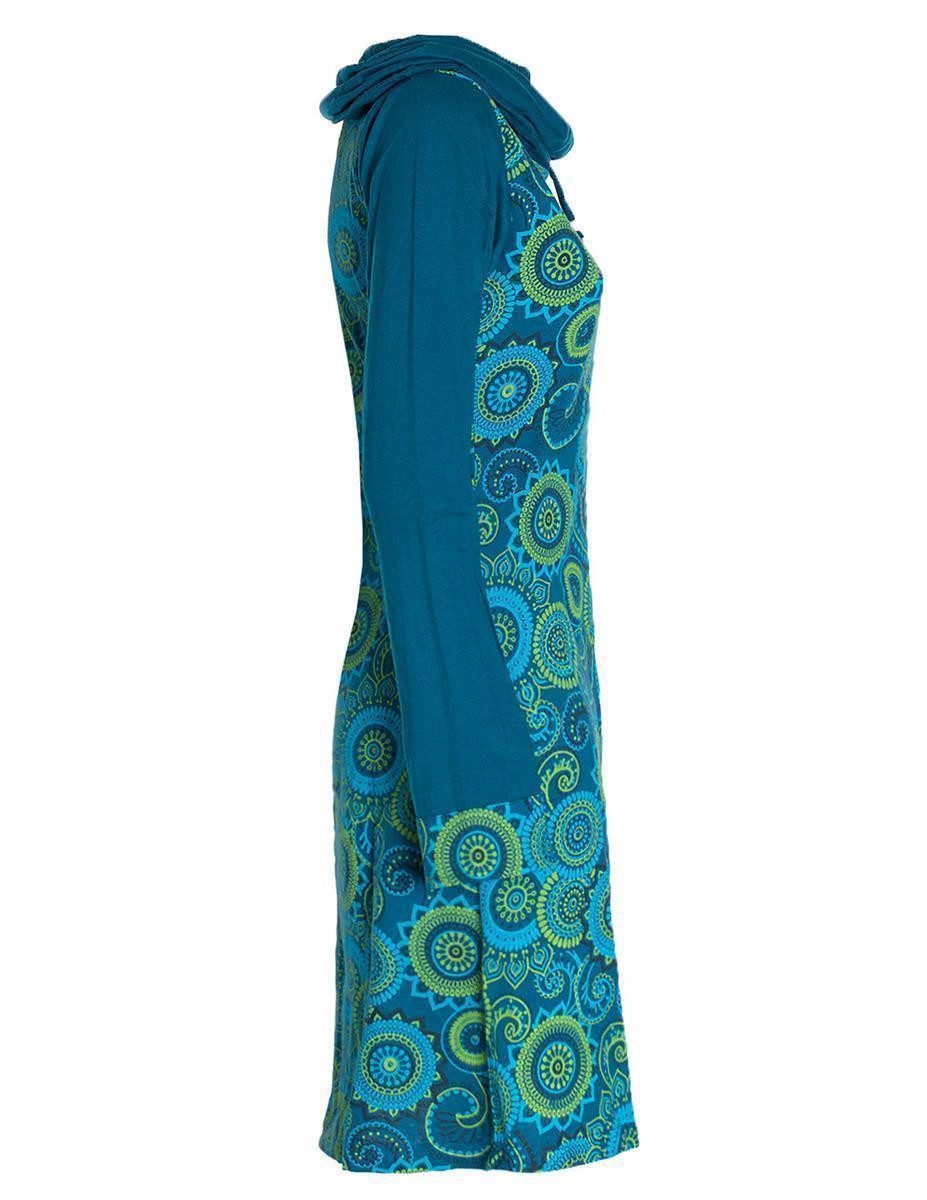 Vishes Jerseykleid Langarm Kleid Schal-Kleid Winterkleider Baumwollkleid Hippie, Goa, Ethno Style – Bild 3 von 5