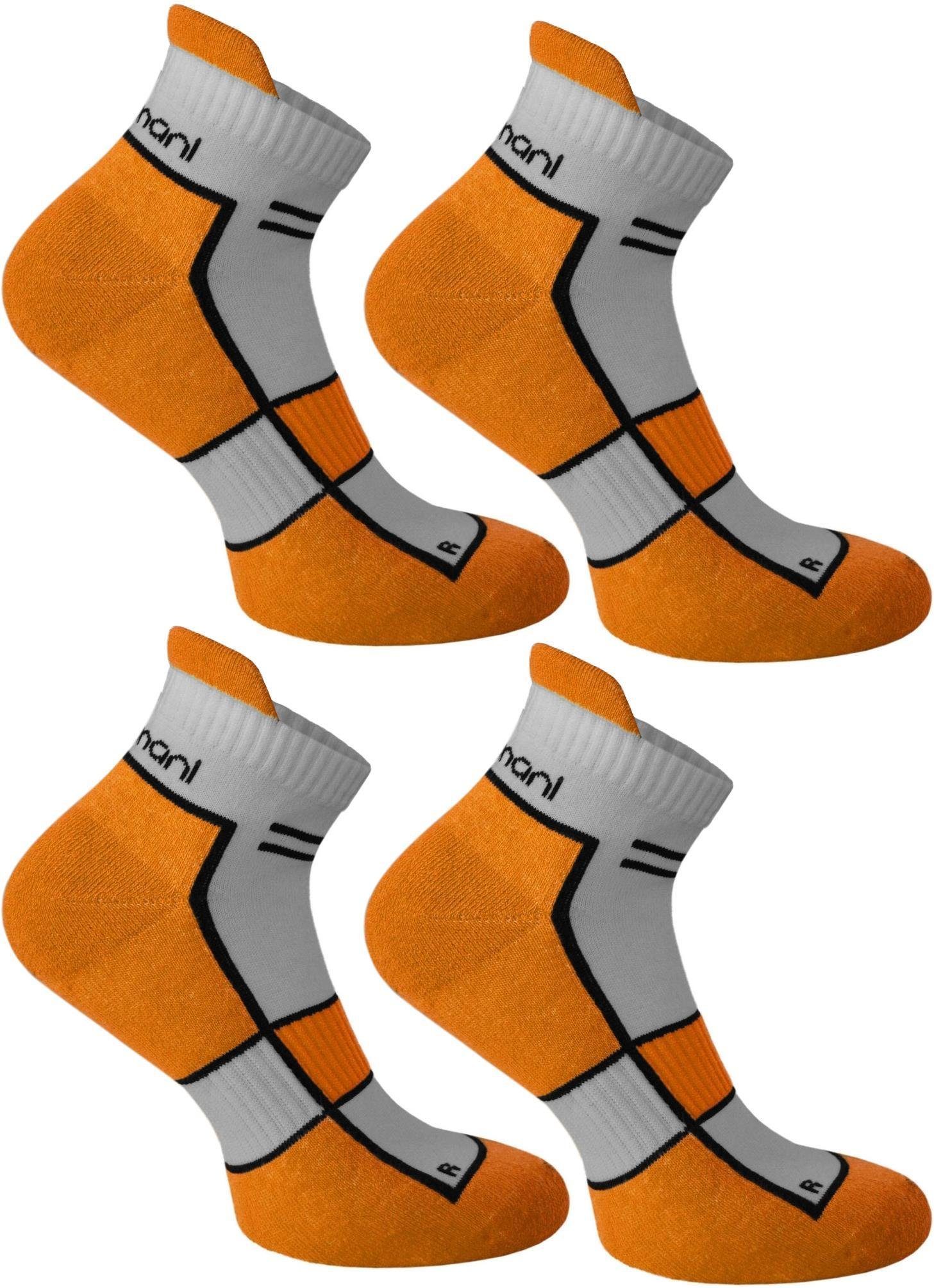 normani Sneakersocken (4er-Set, schweißabsorbierende Fersenlasche Paar mit Bright Running 4 Frotteesohle Marinegold Sneaker 4 Paar)