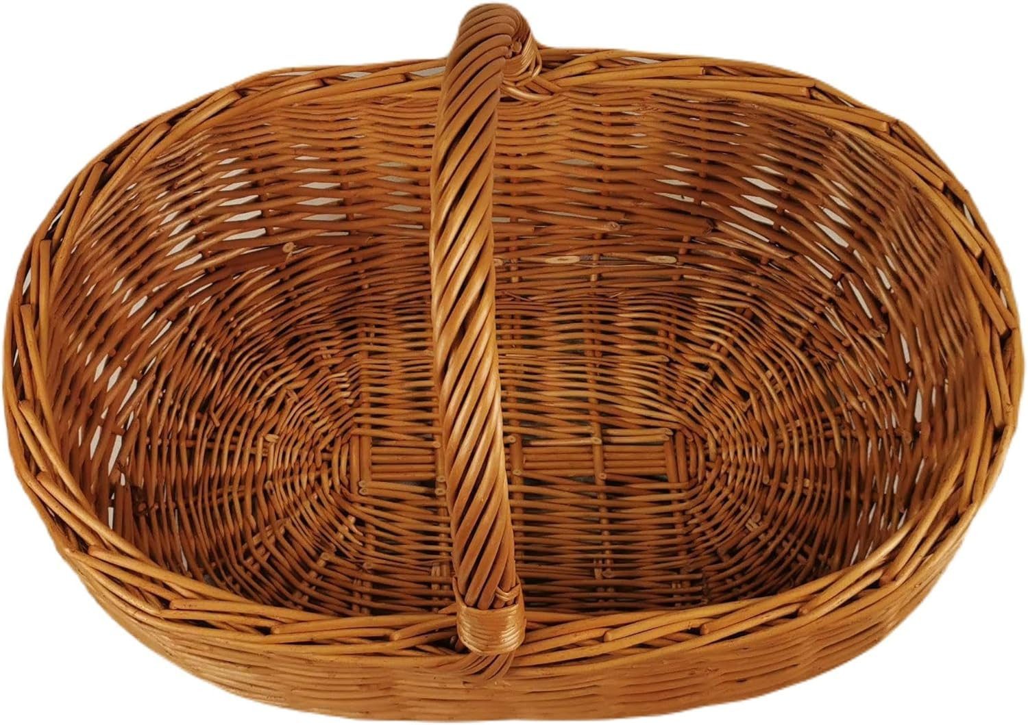 natuleo by pokuc Flaschenkorb Einkaufskorb aus Weide Groß Oval Braun 55x37x42 cm
