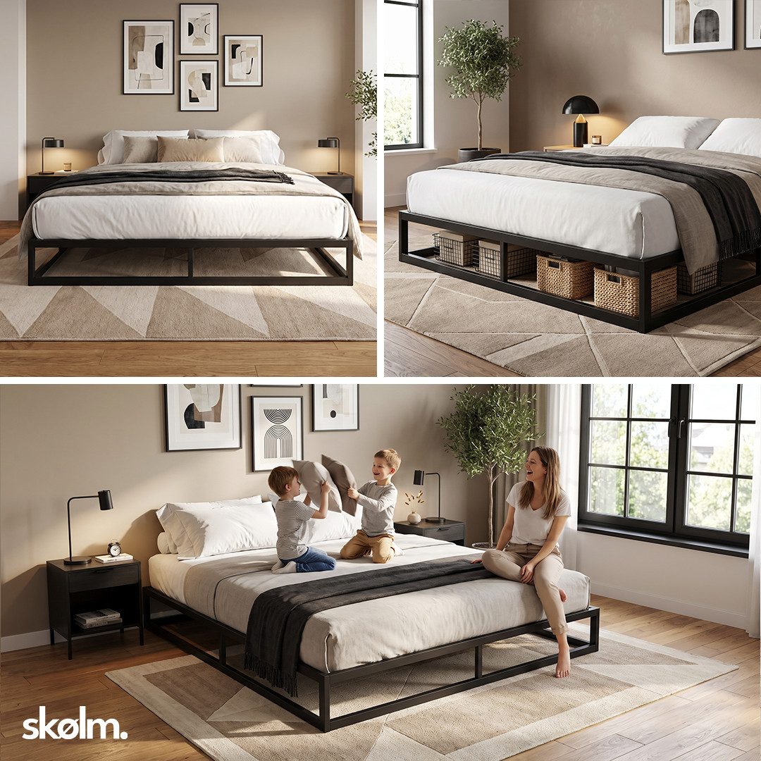 skølm Bettgestell Bragi inkl. Lattenrost (25 cm hoch), Metallbett 180x200 cm, auch verfügbar in 120/140/160x200 – Bild 4 von 5