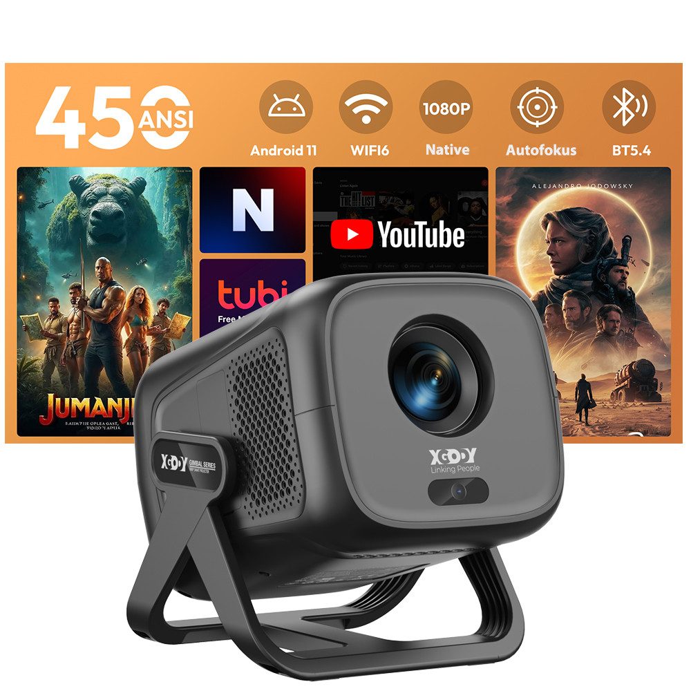 XGODY Gimbal A5 Pro Autofokus LCD-проектор (10000:1, 3840 x 2160 px, LED Проэкторы 4K HD 1080P 5G WiFi Mini Projektor Kurzdistanz-Projektion)