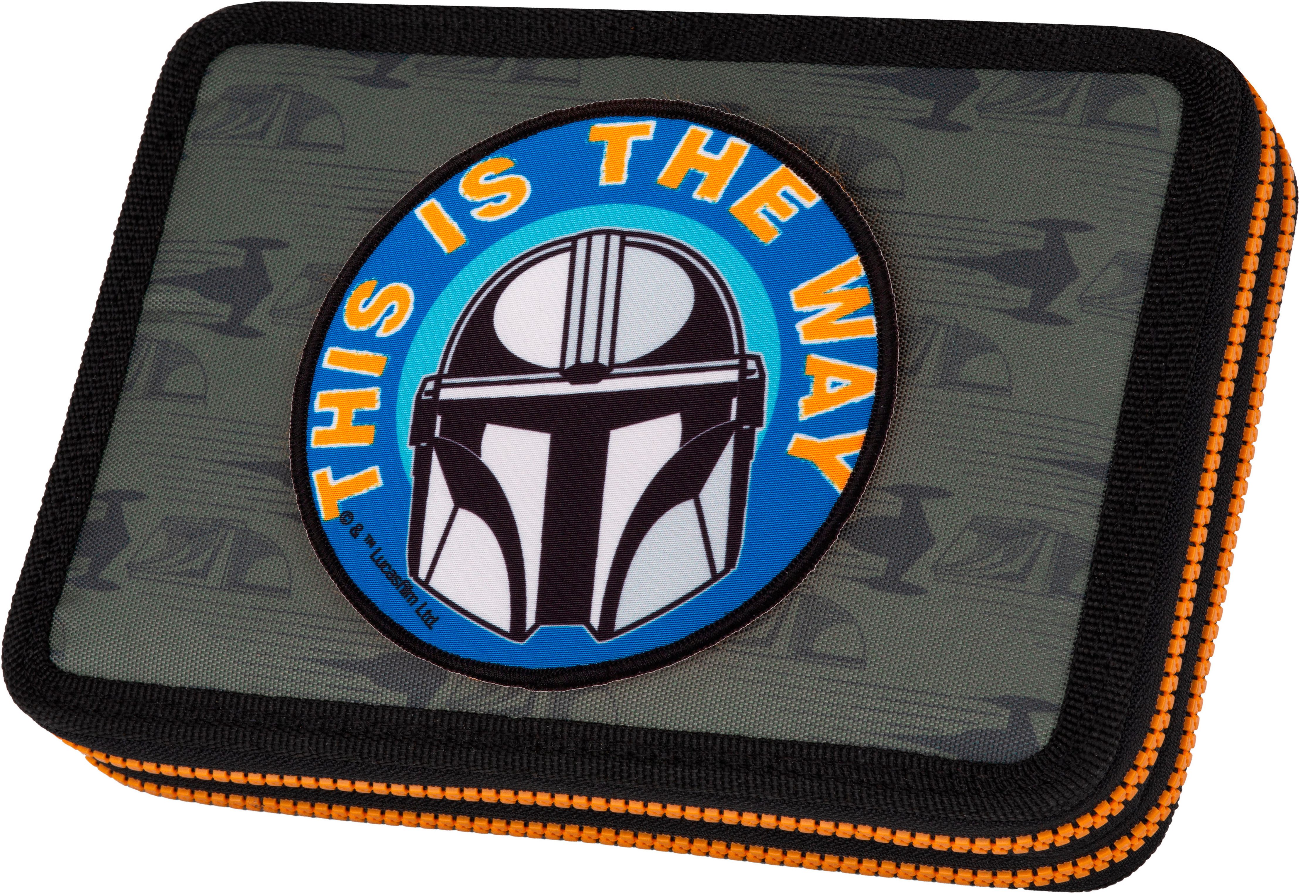CoolPack Federmäppchen Etui XL, Star Wars, Mandalorian, mit 2 Reißverschlüssen, befüllt