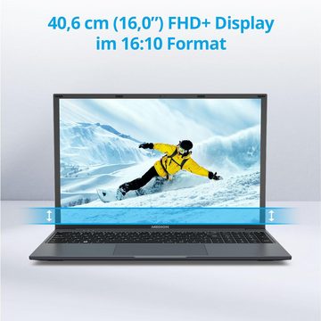 Medion® E16423 40,6 cm Notebook (Intel, Intel UHD, 512 GB SSD, mit IPS Technologie für klare Integrierte Webcam,Slim Bezel,Bluetooth)