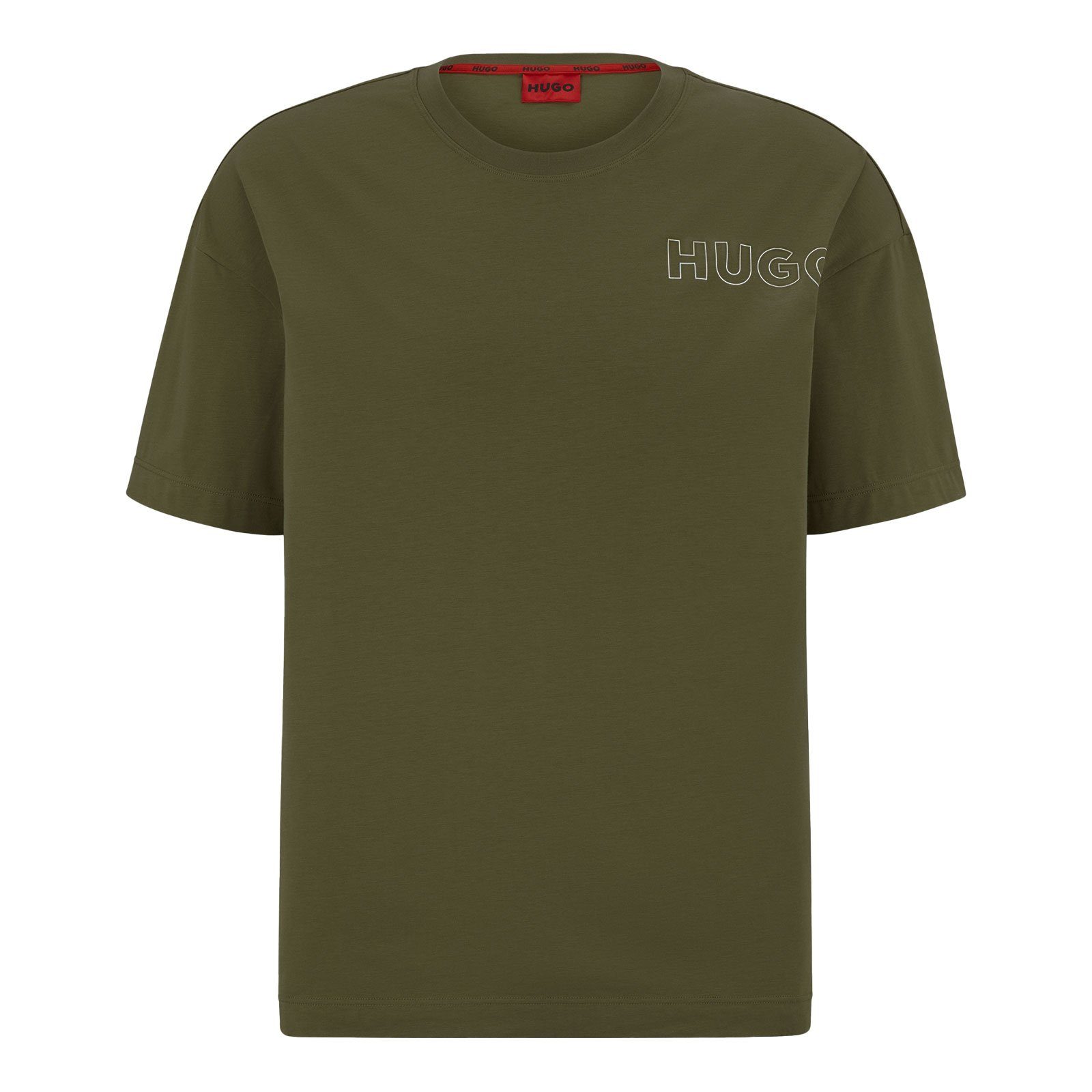 HUGO T-Shirt Unite T-Shirt mit umrissenem Logo auf der linken Brust 345 open green
