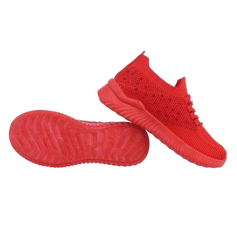 Ital-Design Damen Sneaker Low-Top in Flach Rot Low Freizeit Sneakers