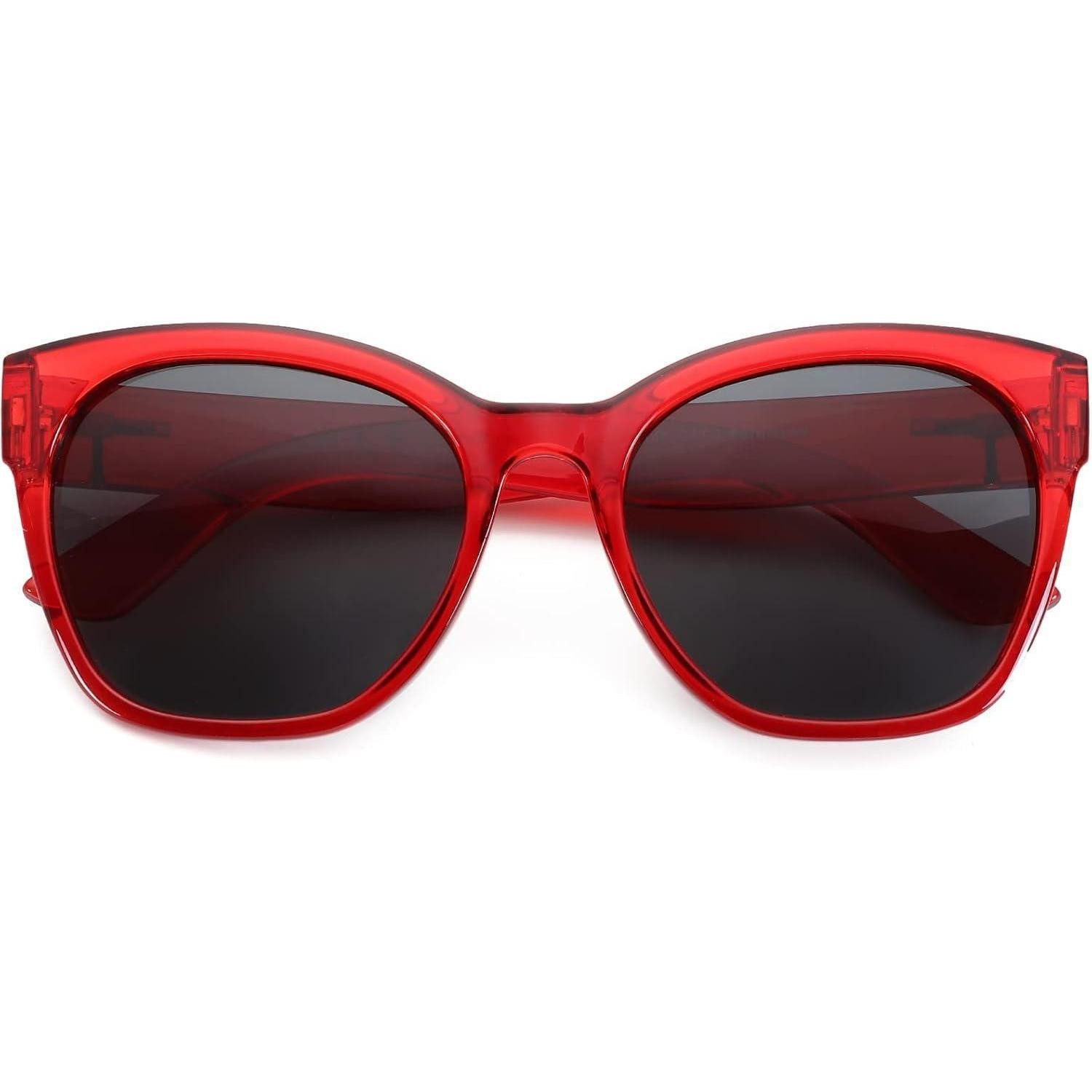 LuxusKollektion Retrosonnenbrille Sonnenbrille Damen Cat Eye Vintage Polarisiert Rot Rahmen Grau Linse
