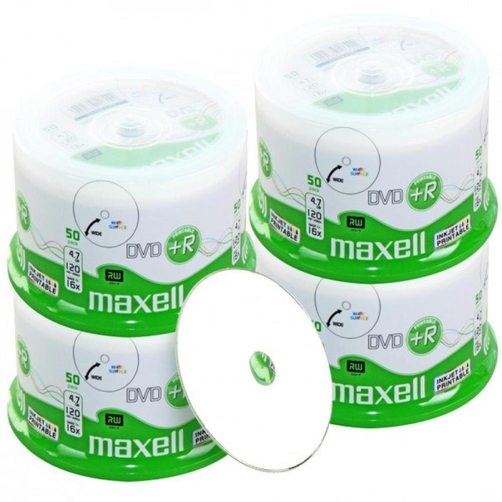 Maxell DVD-Rohling Maxell DVD+R 4.7 GB / 120 min, Full Printable, 200 Stück in Cakebox