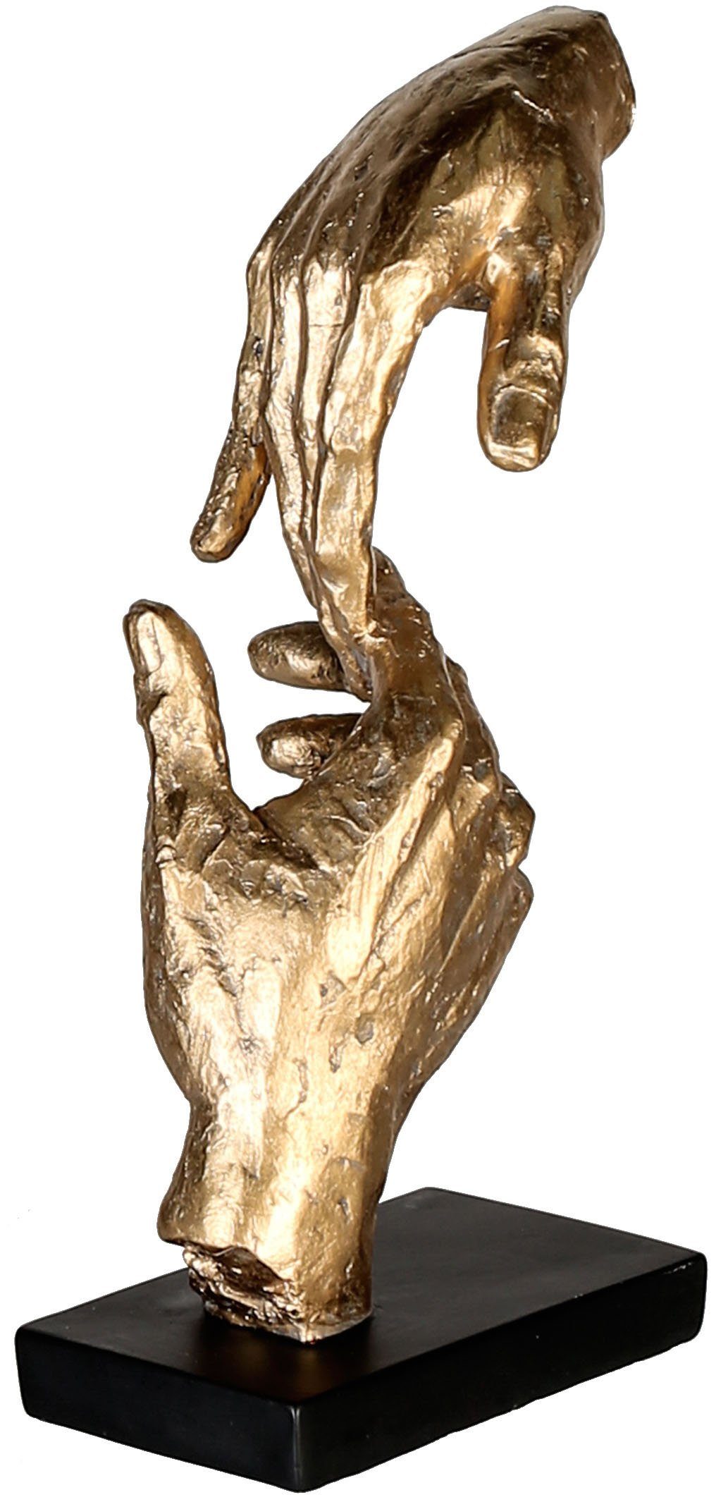 Casablanca by Gilde Dekofigur Skulptur Two Hands, gold/schwarz (1 St), Dekoobjekt, Höhe 29, Hände, mit Spruchanhänger, Wohnzimmer