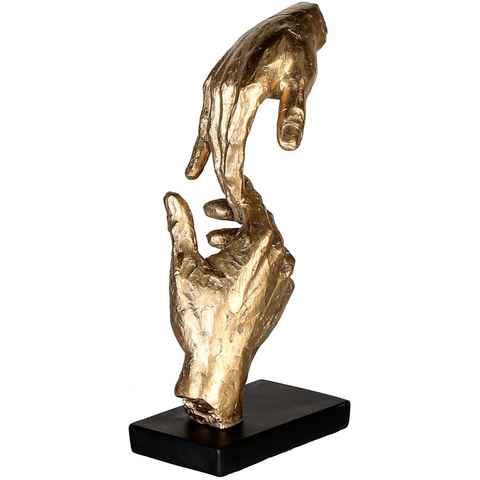 Casablanca by Gilde Dekofigur Skulptur Two Hands, gold/schwarz (1 St), Dekoobjekt, Höhe 29, Hände, mit Spruchanhänger, Wohnzimmer
