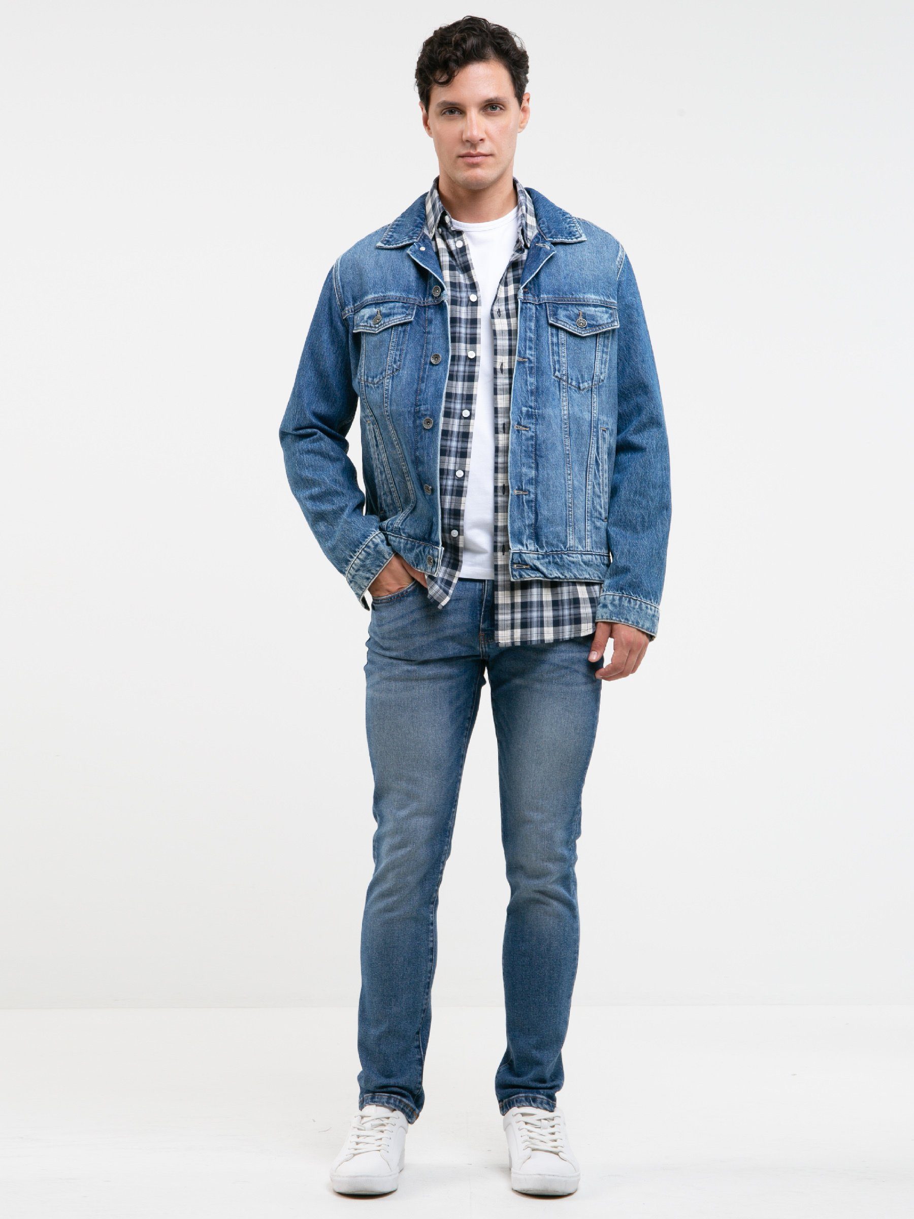 (1-tlg) SLIM STAR Slim-fit-Jeans BIG TERRY azur