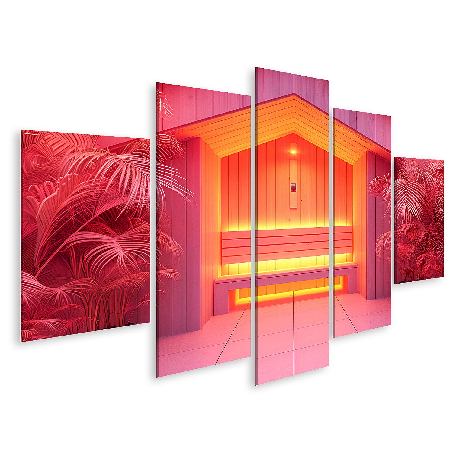 islandburner Leinwandbild Innenraumdesign: Technologisches Infrarot-Sauna-Spa-Konzept Wandbild W