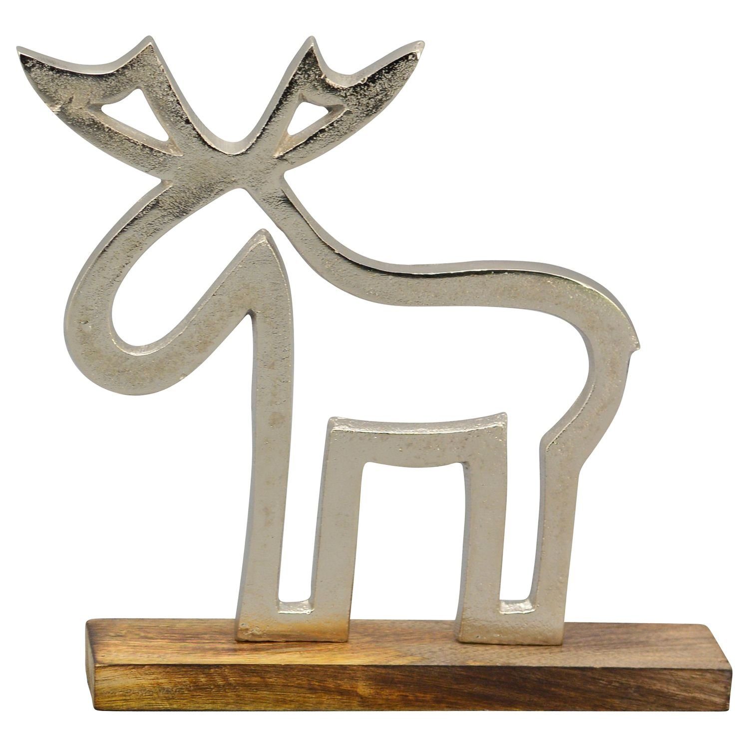 Dekoobjekt Elch Puri - Holz/Aluminium - 21x5x23 cm