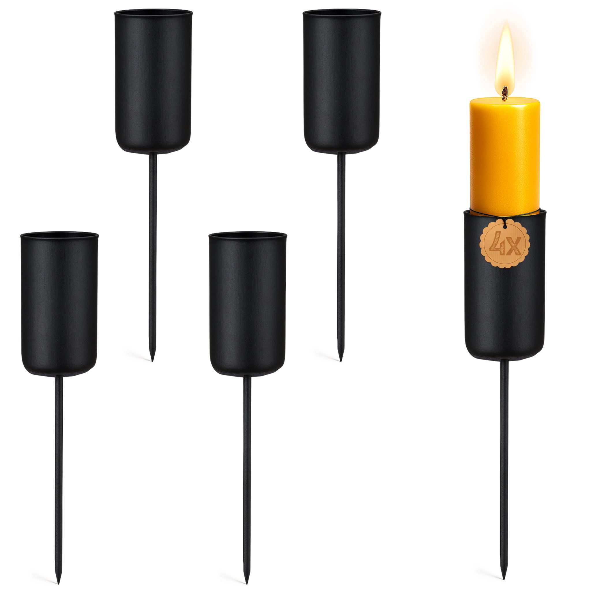 matches21 HOME & HOBBY Kerzenhalter Kerzenteller 4er Set Metall Schwarz mit günstig online kaufen
