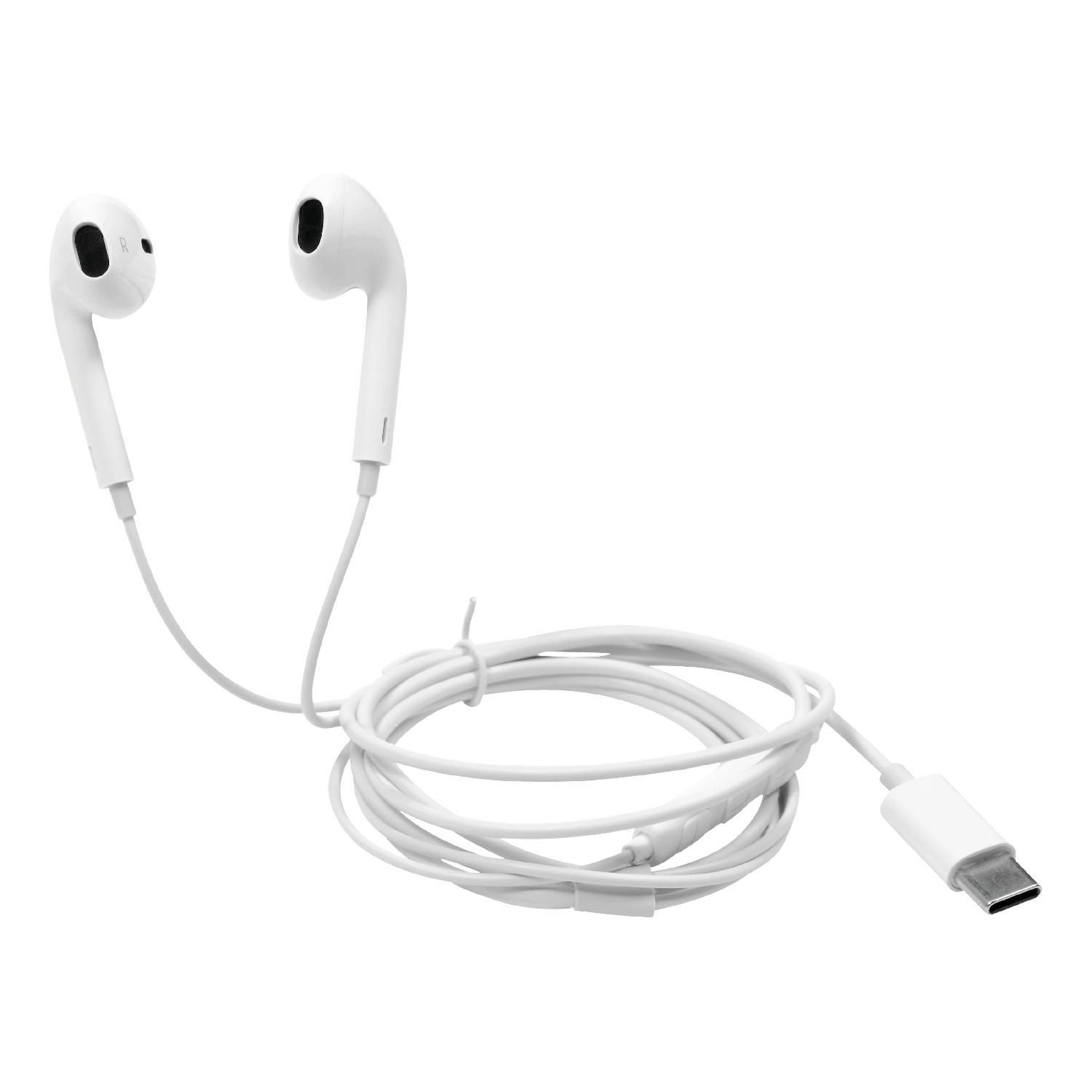 STREETZ In-Ear Headset/Kopfhörer "USB-C" In-Ear-Kopfhörer (integriertes Mikrofon, keine, Multitaste, kabelgebunden, 1,2 m Kabel, Semi-in-Ear, ergonomisch) weiß
