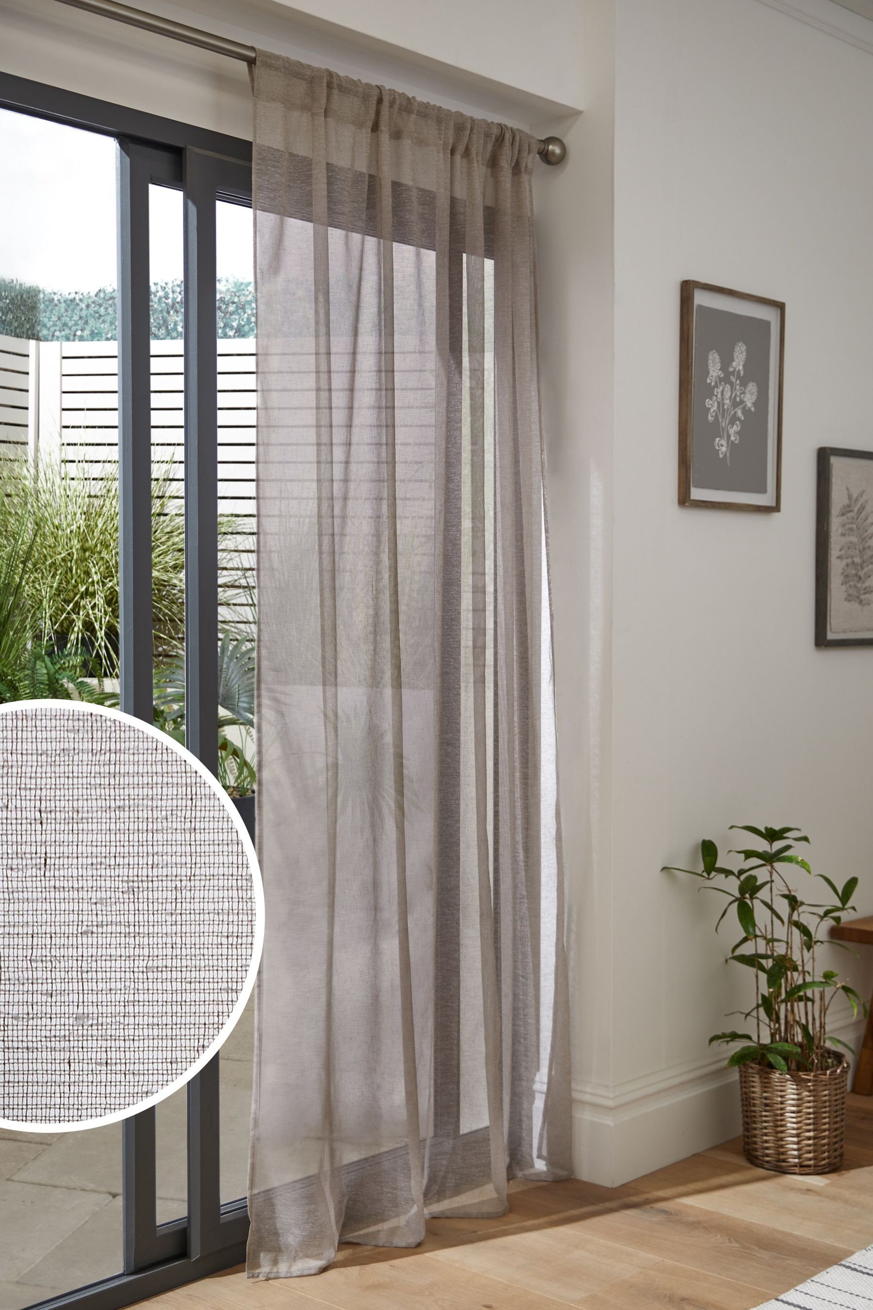 Next Gardine Transparente Voile-Schlaufenvorhänge Leinenoptik, (1 günstig online kaufen