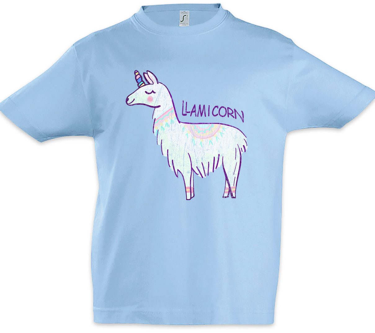 Print-Shirt LLamicorn Kinder T-Shirt Einhorn Regenbogen Lama Rainbow Fun Fairies