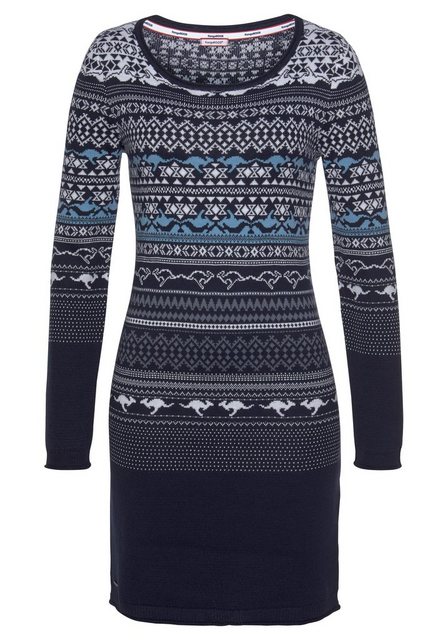 KangaROOS Strickkleid im kontrastreichen Norweger-Design in blau
