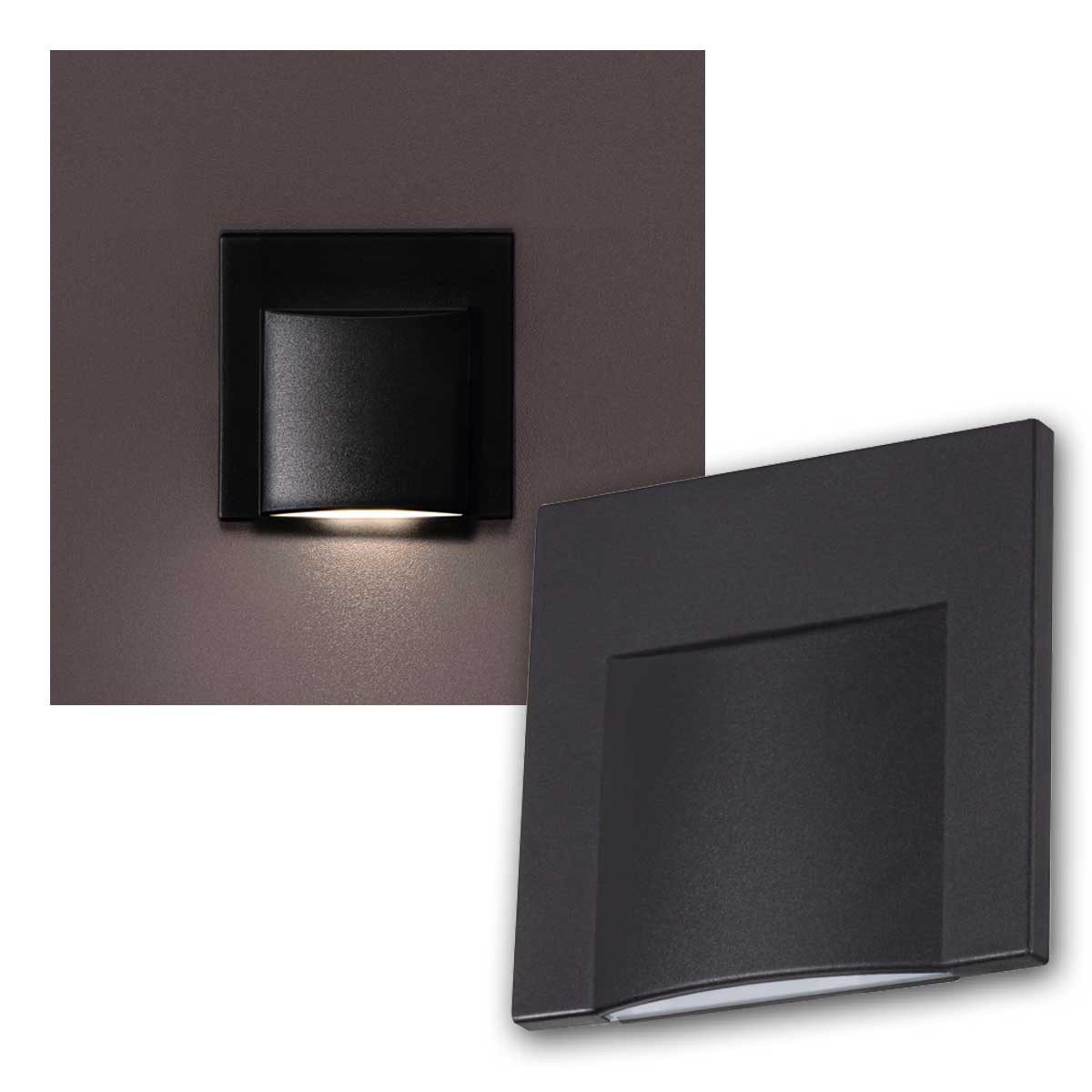 Kanlux LED Wandleuchte Stufenlicht ERINUS black, 15lm warmweiß, 12V 0,8W, warmweiß