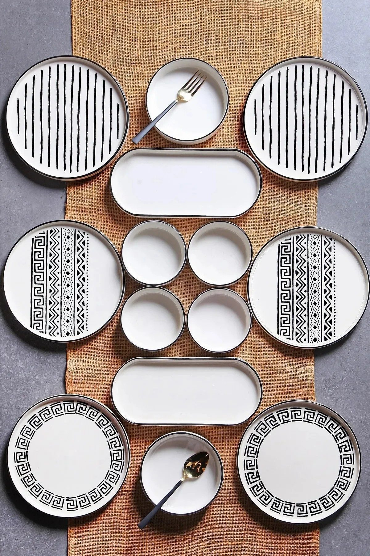 Hermia Concept Frühstücks-Geschirrset 6 Tellern, 2 Platten und 6 Schüsseln Dieses Set 100 % Keramik (14-tlg), 6 Personen, Keramik, Steinzeug, spülmaschinenfest  – Bild 2 von 3