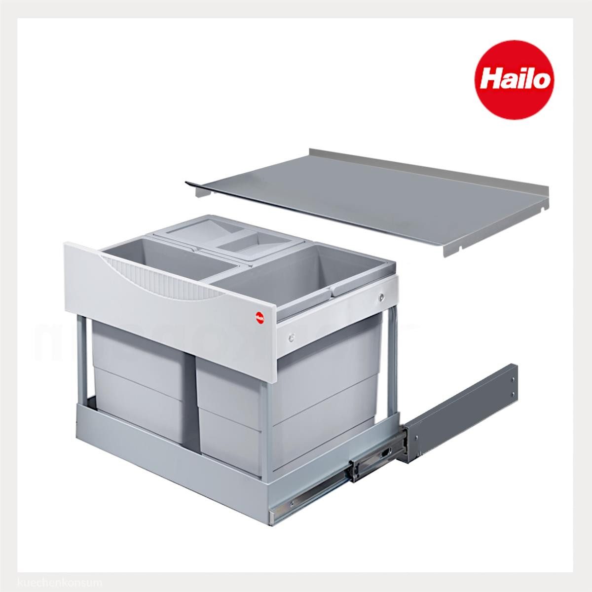 Hailo Einbaumülleimer Hailo Abfallsammler 3644831 Raumspar-Tandem-S-plus 2x 8,5 + 12 Liter – Bild 2 von 5