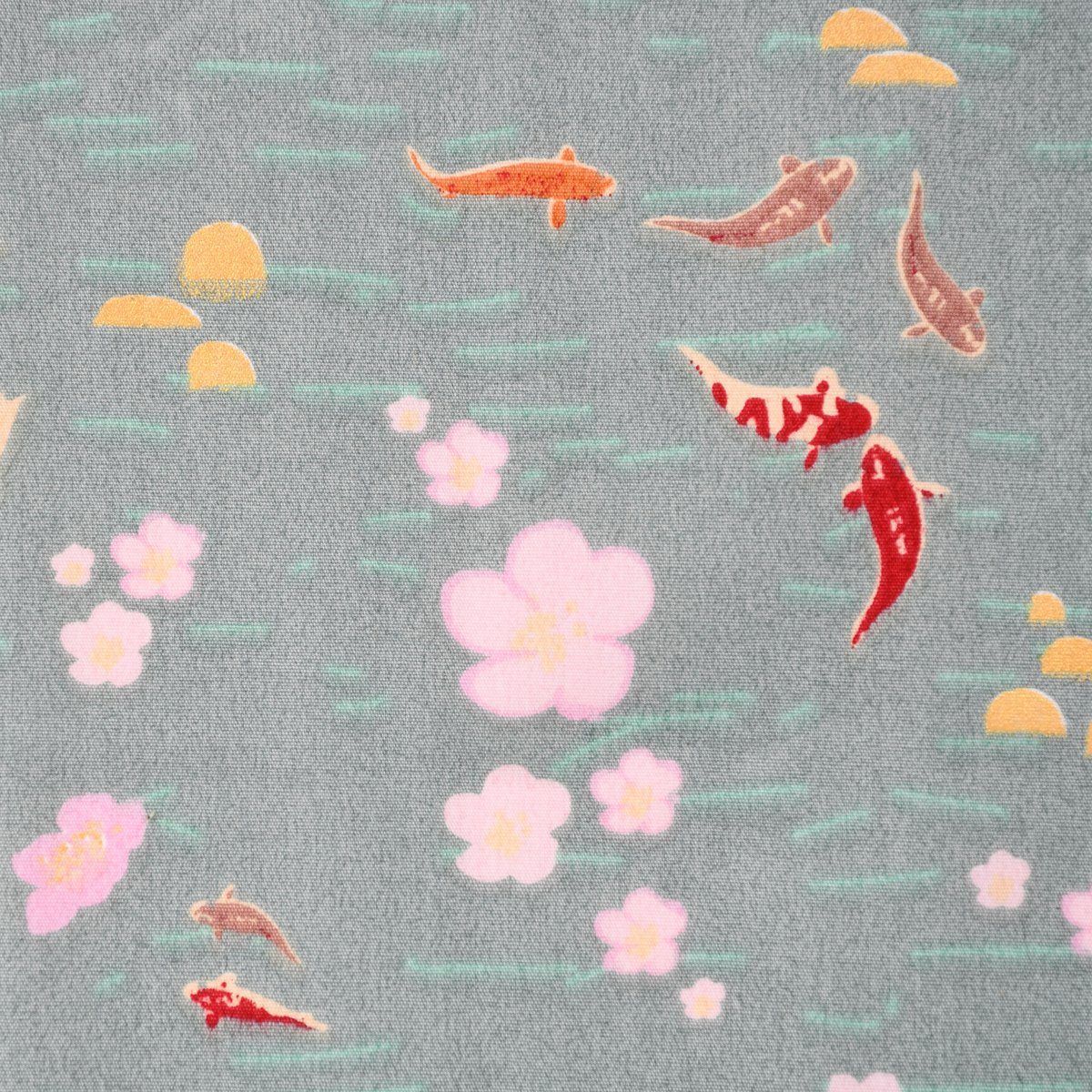 Rico Design Stoff Rico Design Baumwollstoff Kois rauchgrün rosa bunt 50x140cm