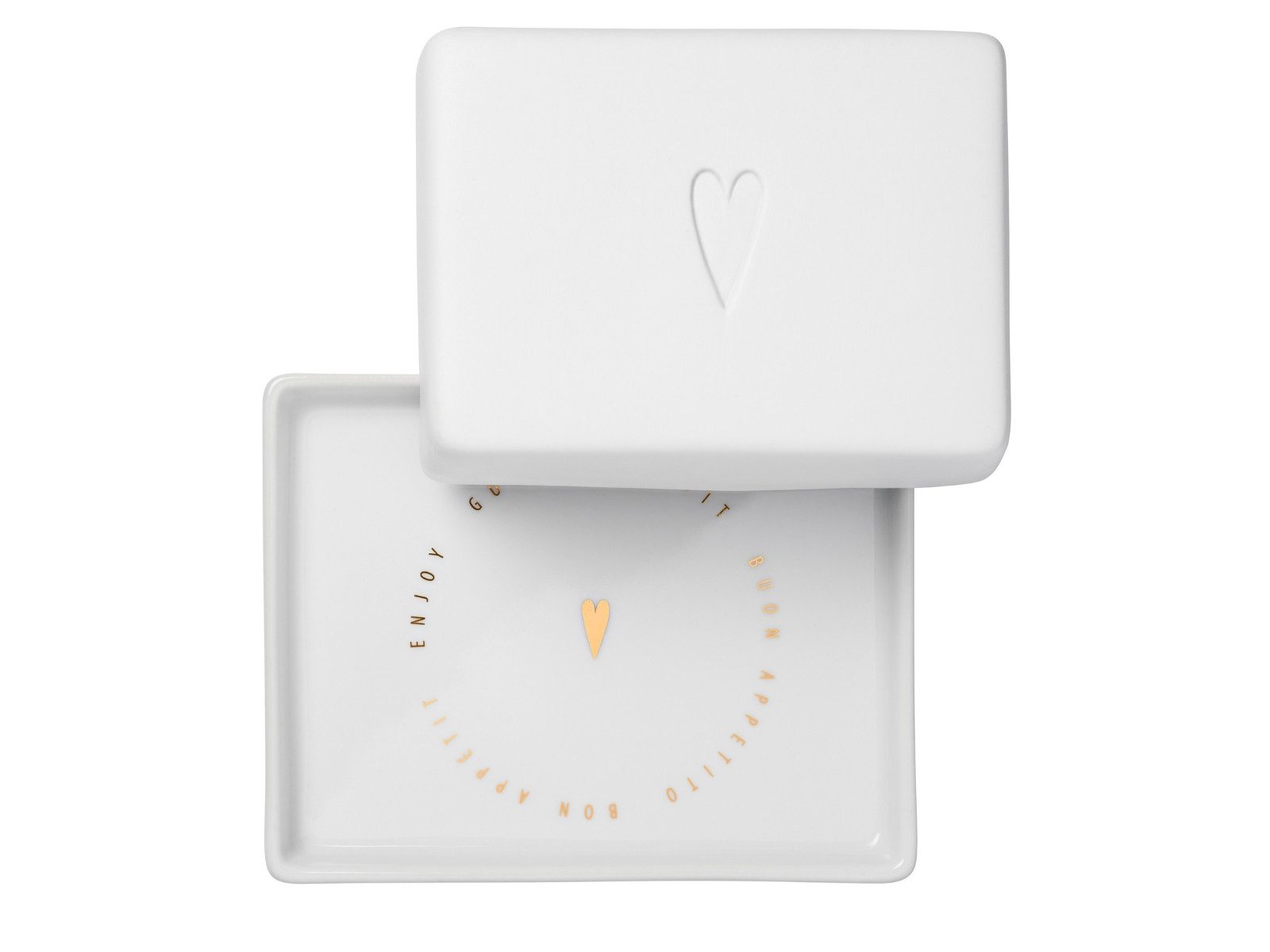 räder design stories Butterdose Butterdose Herz weiß 14,5cm, Porzellan