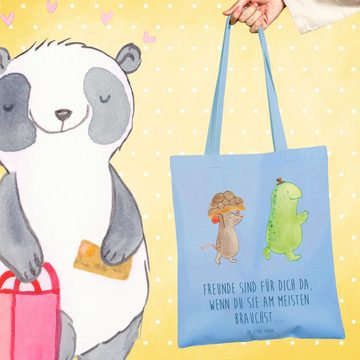 Mr. & Mrs. Panda Tragetasche Schildkröte Maus - Sky Blue - Geschenk, Beutel, Stoffbeutel, Freunde, (1-tlg), Lange Tragegriffe