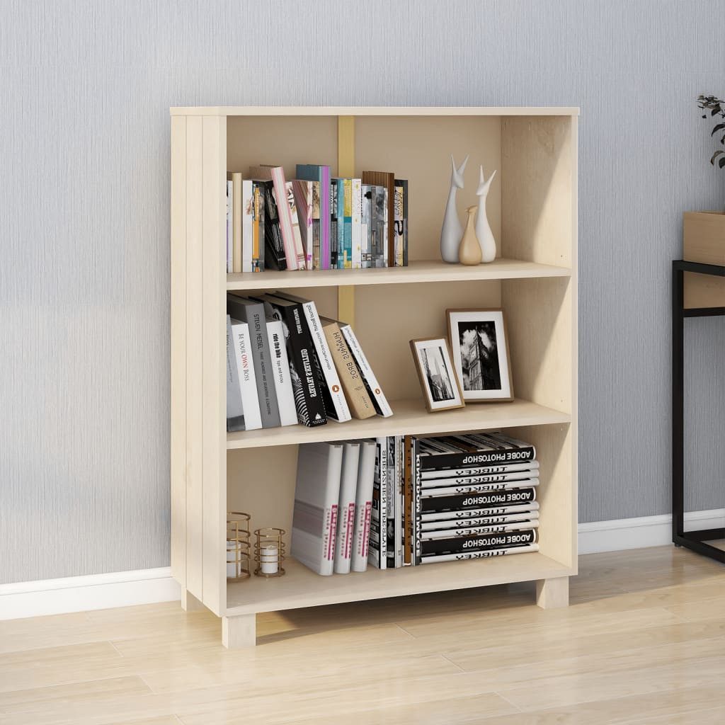 furnicato Bücherregal Massivholz Regal HAMAR 85x35x112 cm Honigbraun, 1-tlg., Stabiles Bücherregal mit drei Ablagen und inkl. Wandhalterung