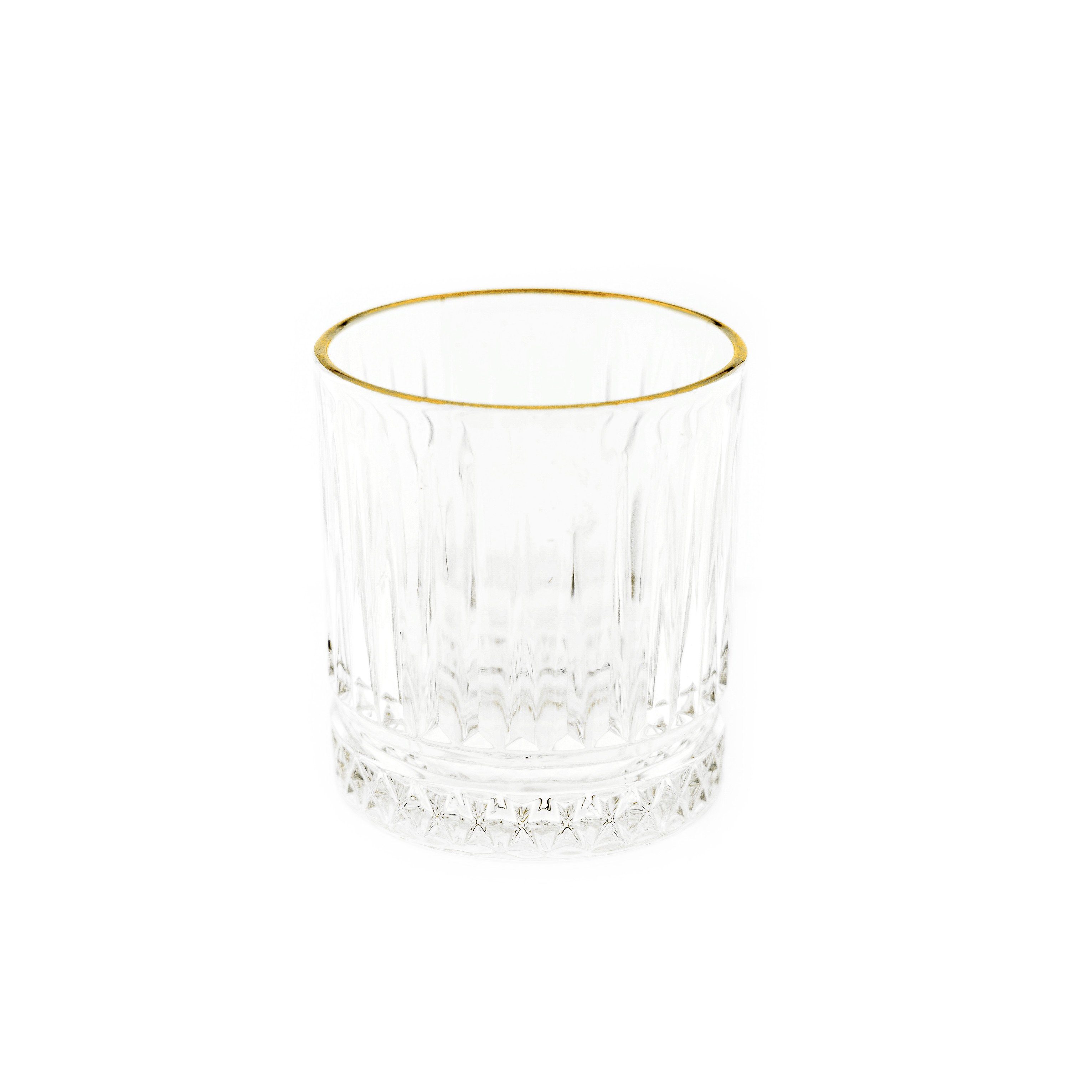 Almina Glas Elisa 6 Teiliger Set 240 ml mit Goldumrandung Riffle Design, 6-tlg.