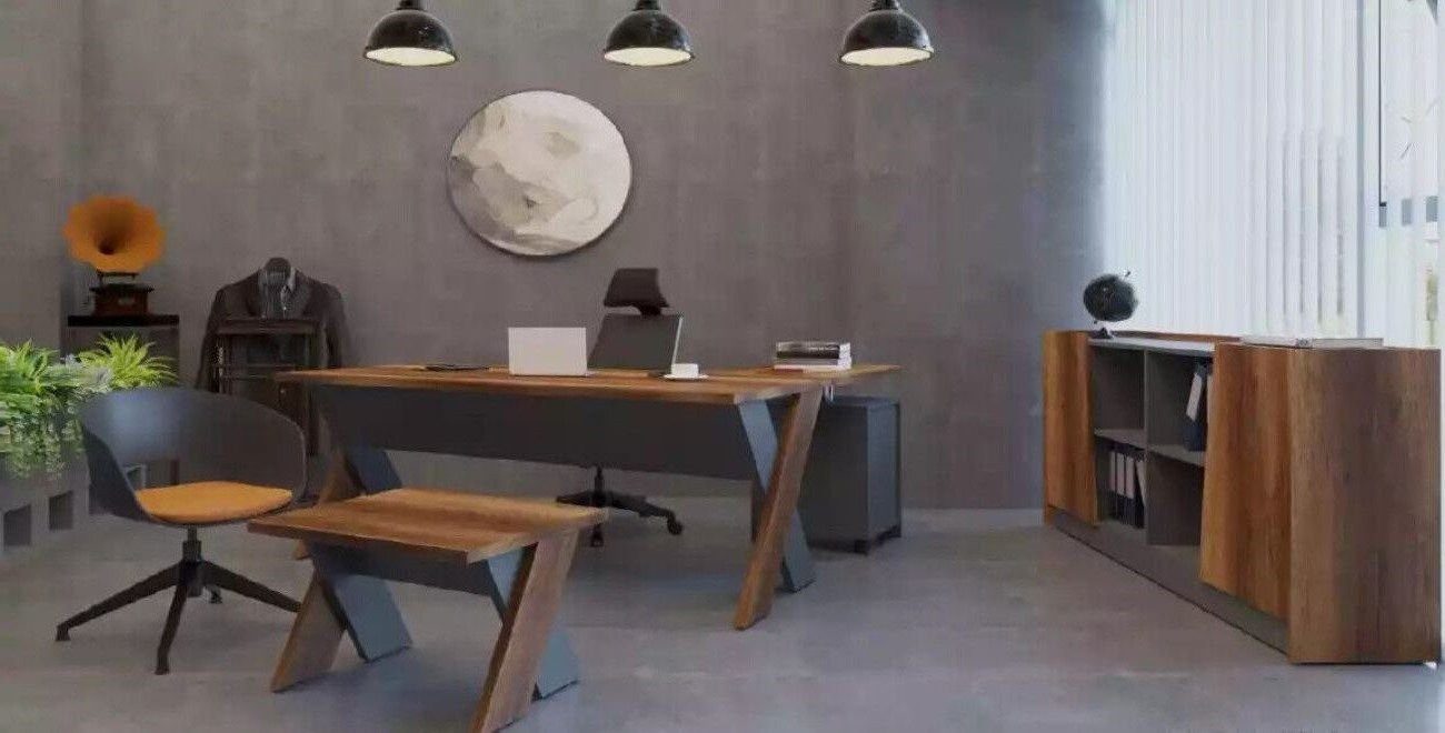 Xlmoebel Eckschreibtisch Moderner Eckschreibtisch aus Holz in Eiche Dekor (3-St., Schreibtisch / Couchtisch / Bücherregal), Hergestellt in Europa