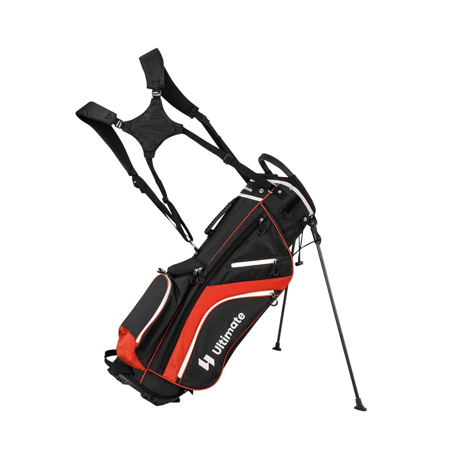 COSTWAY Golftrolley + Golfbag, Golf Standtasche mit 6 Taschen