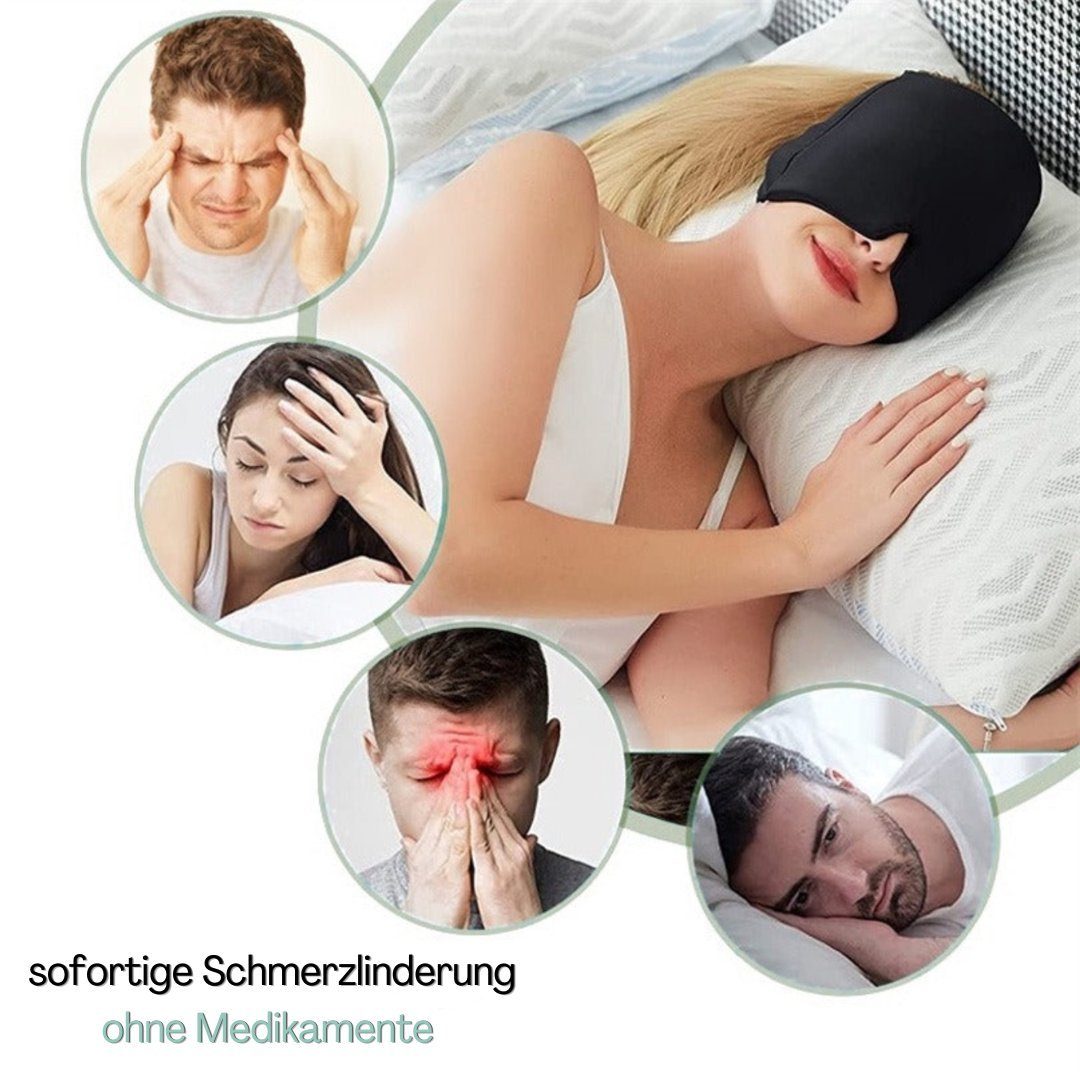 FEELVIT Schlafmaske Anti-Migräne Maske Relief Cap, Anti-Kopfschmerz, Packung, 1-tlg., Migräne Maske + Anleitung, Linderung und Entspannung mit Wärme-/Kältetherapie, Beruhigend