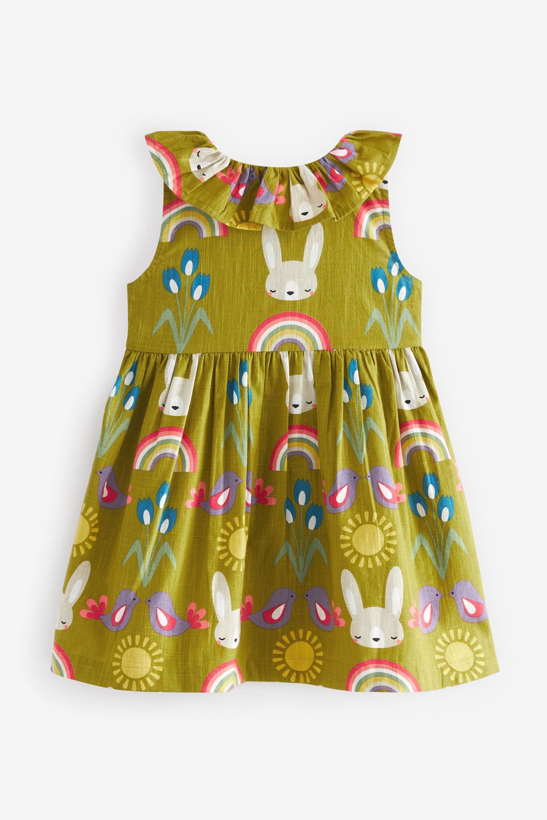Next Sommerkleid Kleid mit Rüschenkragen Character Green (1-tlg)