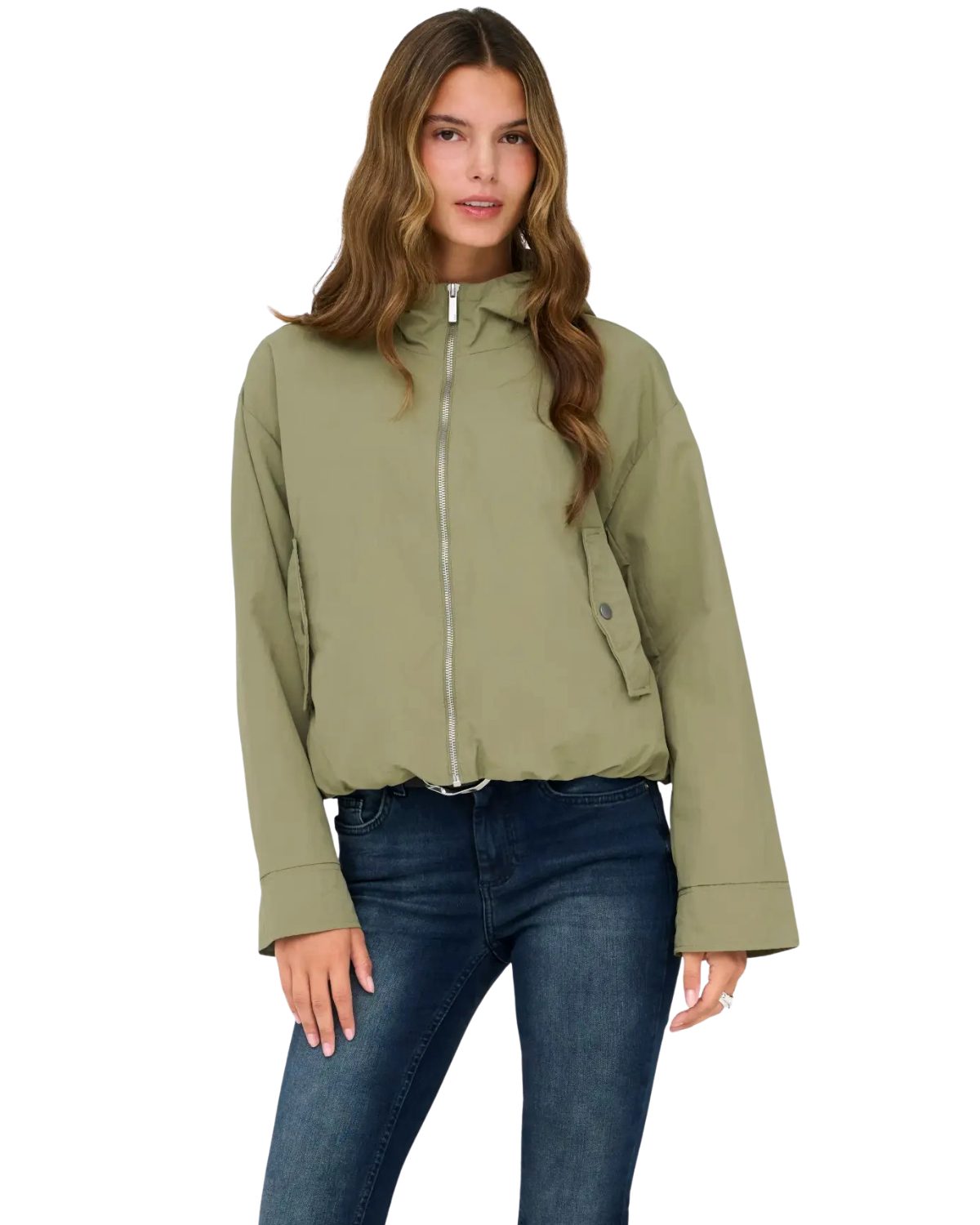 ONLY Kurzjacke Schlichte Damenjacke mit Kapuze und Reißverschluss