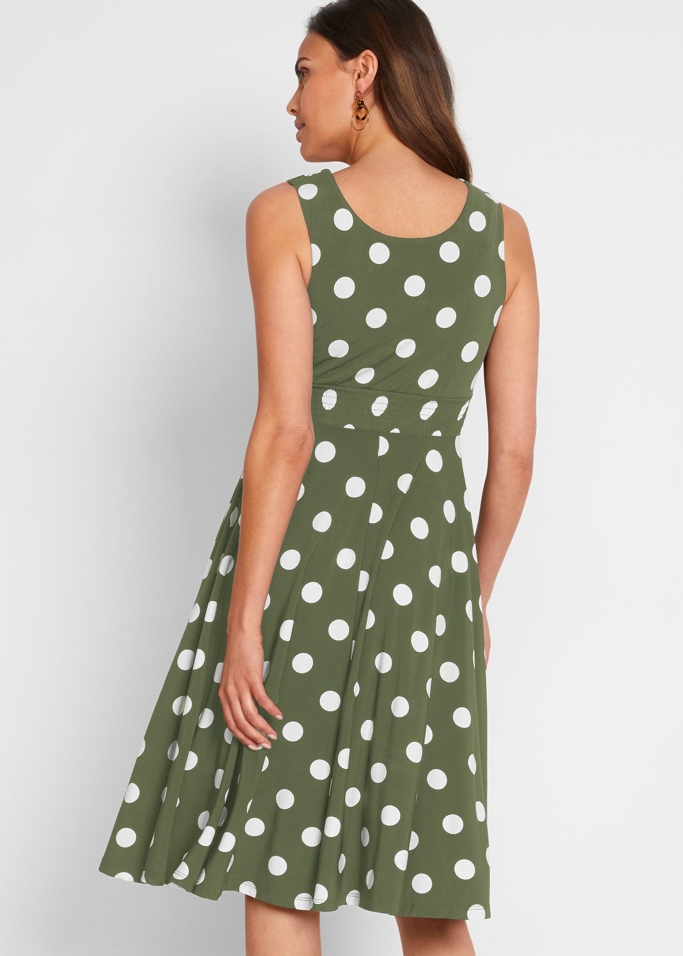 bonprix Shirtkleid mit Punkt-Design, aus Polyester und Elasthan, Regular Fi günstig online kaufen